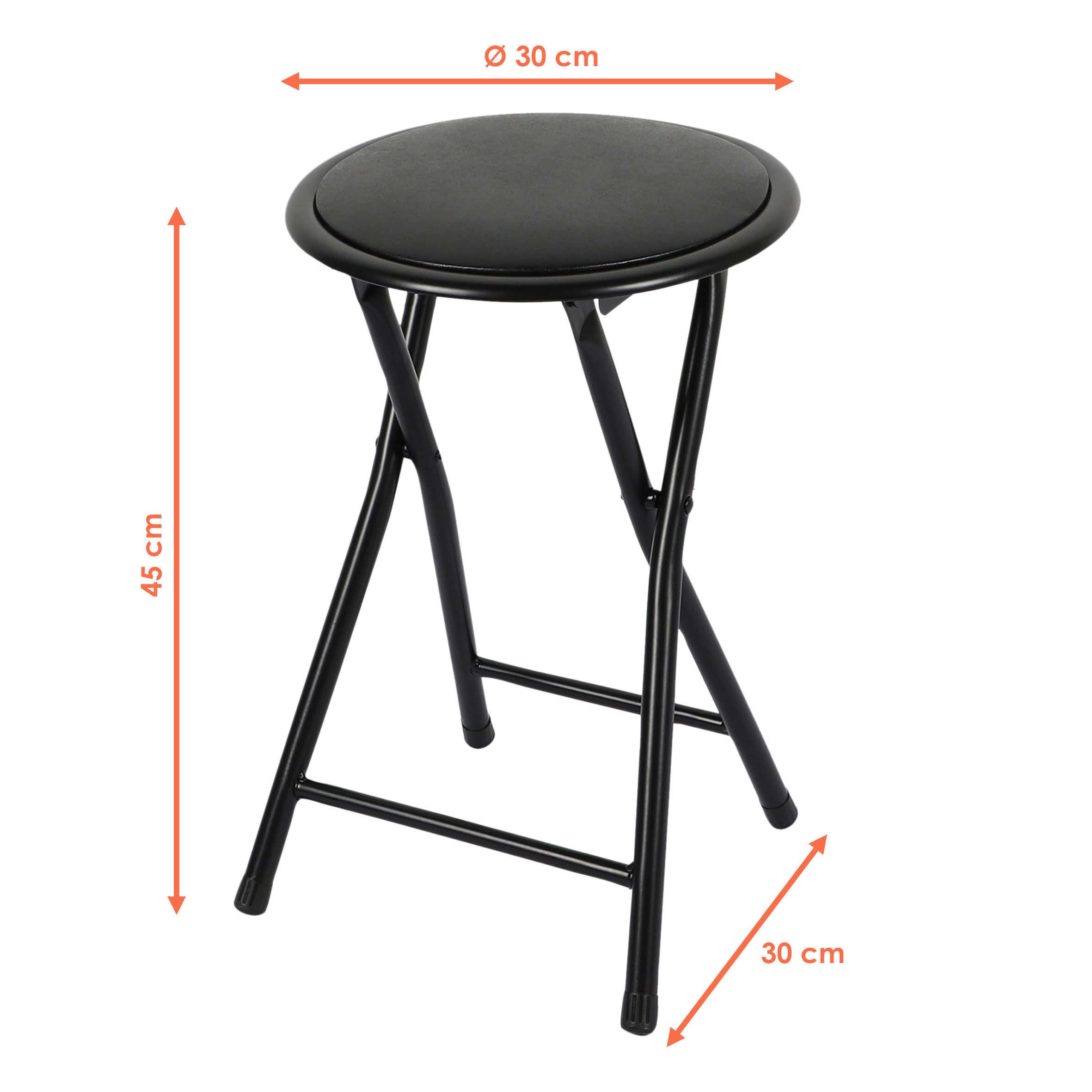 Spetebo Hocker klappbar rund schwarz aus Metall 45 x Ø 30 cm (Artikel, 1 St günstig online kaufen