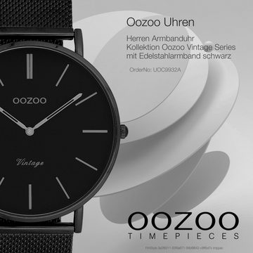 OOZOO Quarzuhr Oozoo Herren Armbanduhr Ultra Slim Quarz, Herren, Damenuhr rund, groß (ca. 44mm) Edelstahlarmband, Fashion-Style