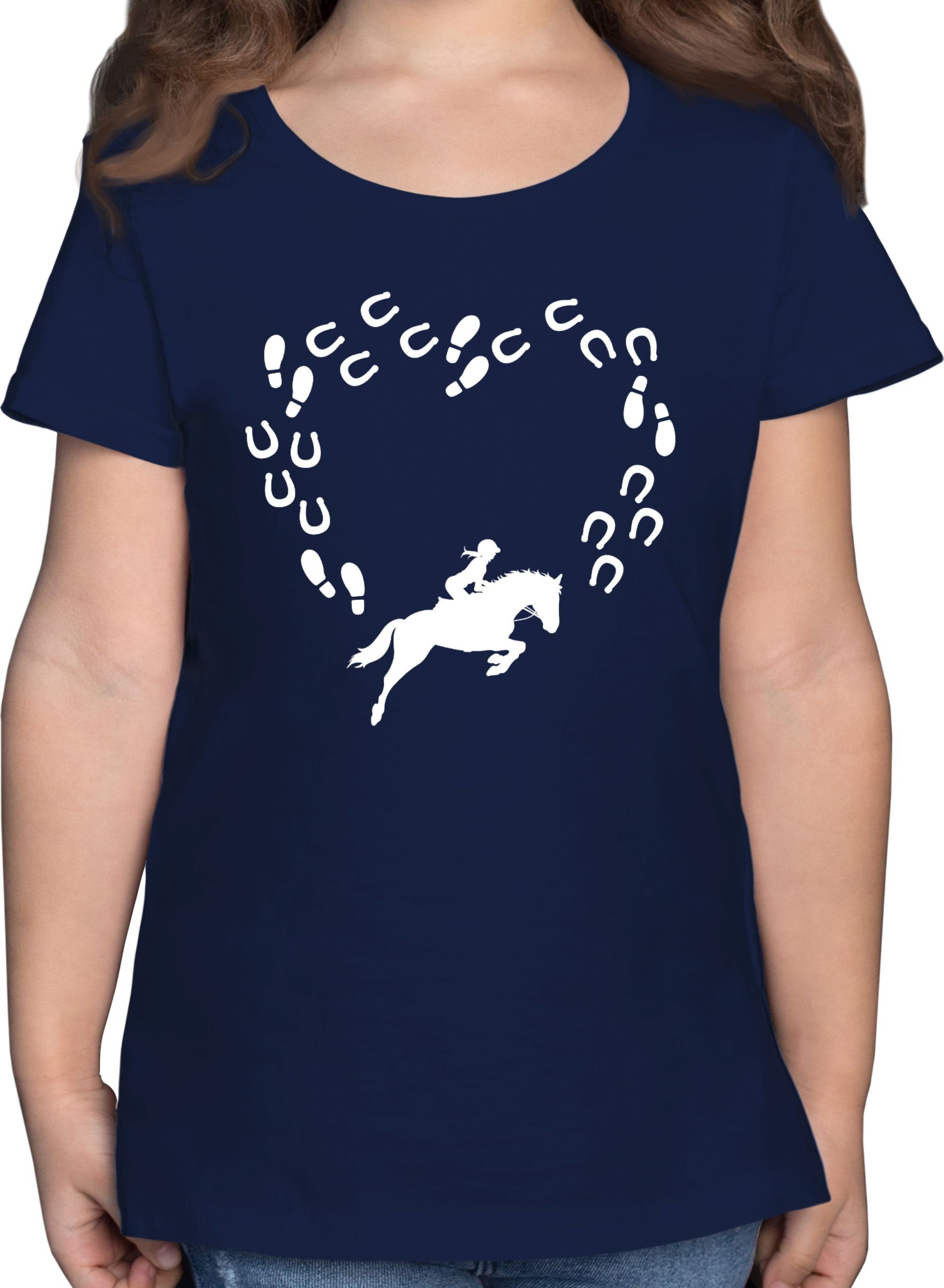 Shirtracer T-Shirt Reiter und Pferd Herz Pferd 3 Dunkelblau