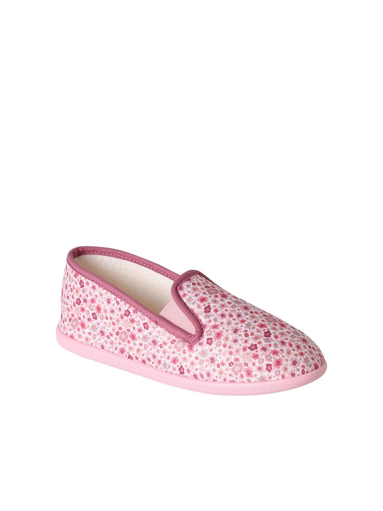 vertbaudet Hausschuhe Mädchen mit Blumenprint, Made in France Ballerina mit Blumenprint