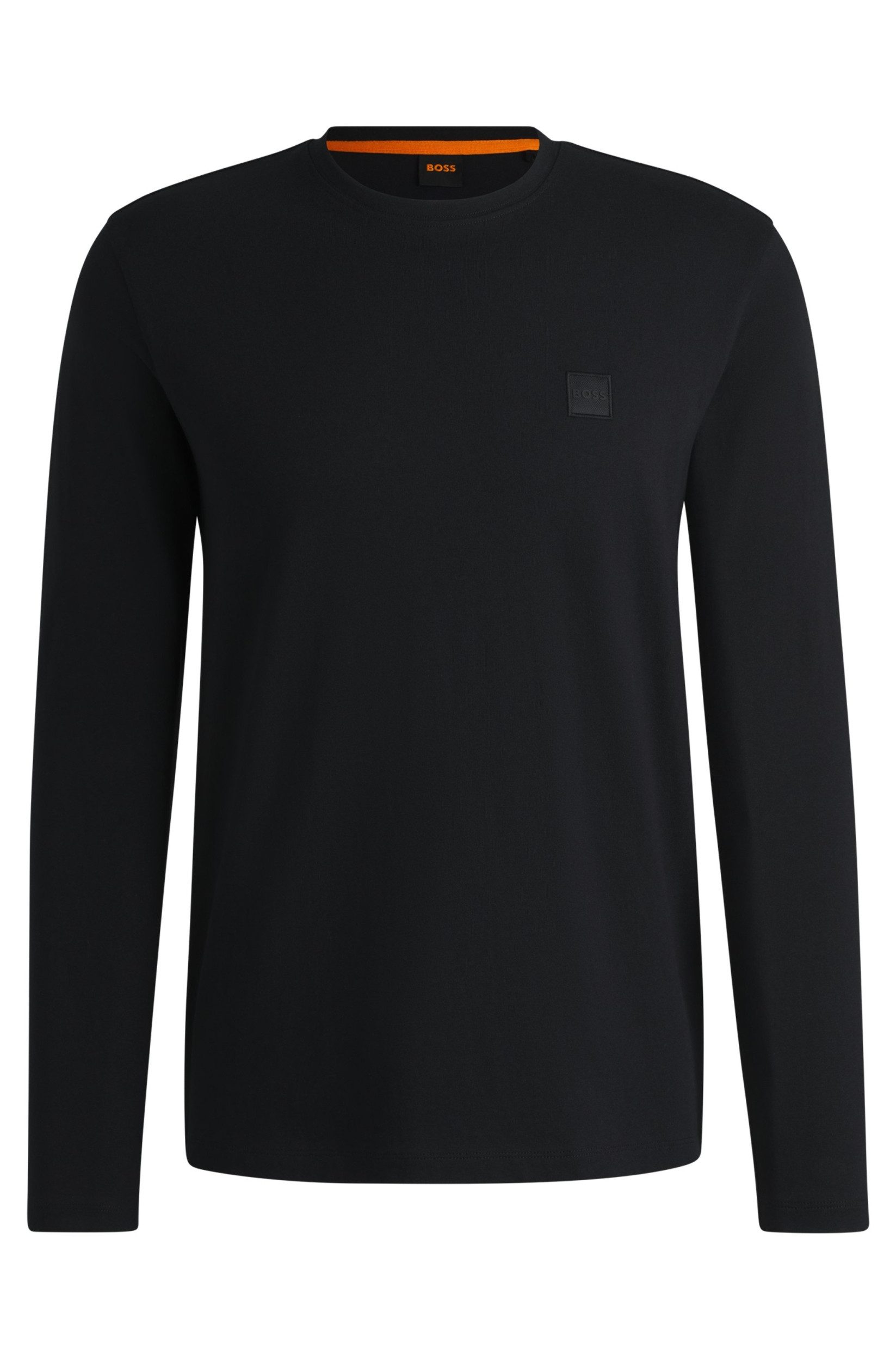 BOSS ORANGE T-Shirt T-Shirt mit langen Ärmeln mit gewebtem Logo-Aufnäher günstig online kaufen