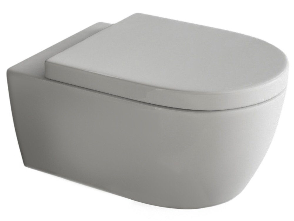 Tiefspül-WC spülrandlose Toilette mit WC-Sitz weiß kurzes WC Hänge-WC