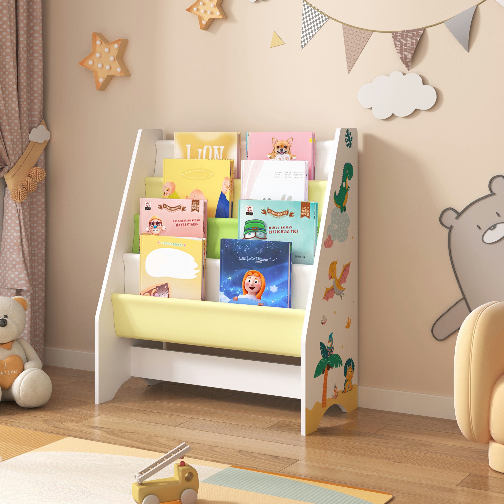 en.casa Kinderregal, »Fisterra« Kinder-Bücherregal 4 Ablagefächer günstig online kaufen