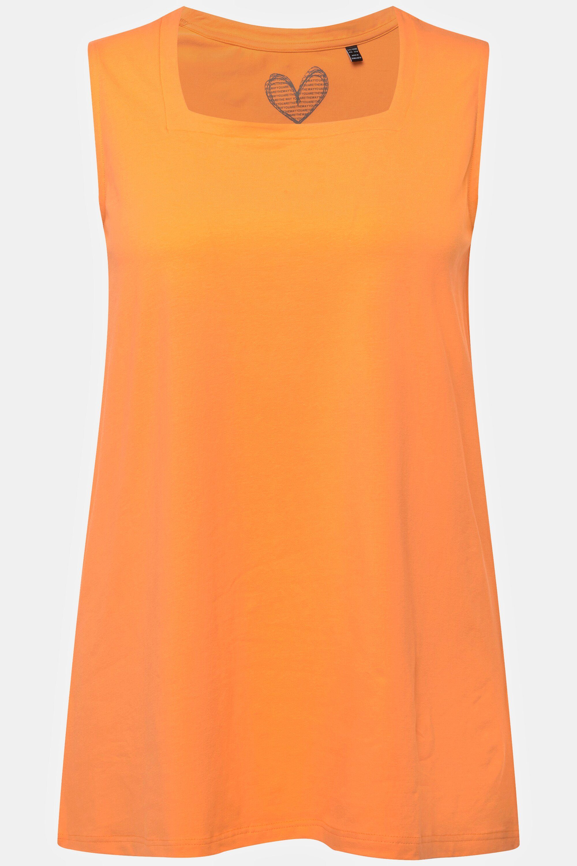 orange Carree-Ausschnitt Longtop ärmellos Ulla cantaloupe Longshirt Classic Popken