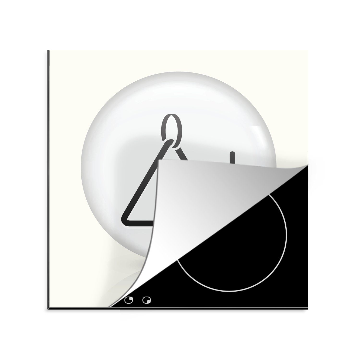 MuchoWow Herdblende-/Abdeckplatte Schwarz-Weiß-Illustration eines Dreiecks in einem Kreis, Vinyl, (1 tlg), 78x78 cm, Ceranfeldabdeckung, Arbeitsplatte für küche