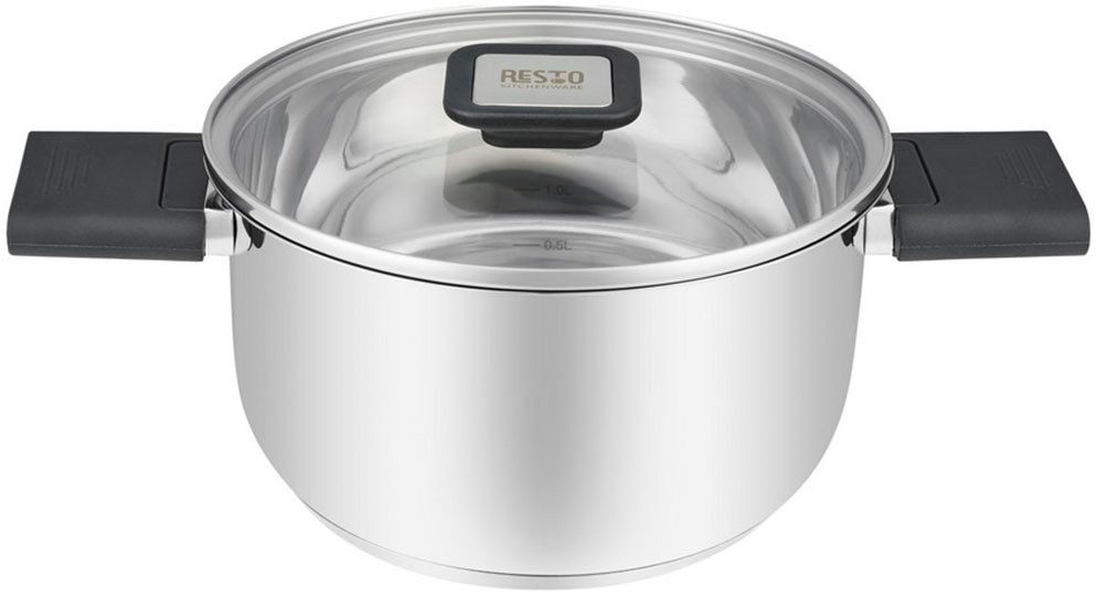 RESTO Kitchenware Kochtopf Anser, energiesparend und spülmaschinenfest, im Geschenkkarton, Edelstahl 18/10 (2-tlg), Geeignet für alle Herdarten, auch Induktion, mit klappbaren Griffen