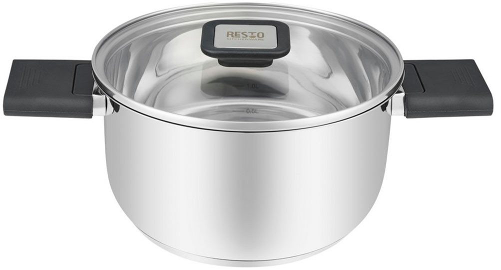 RESTO Kitchenware Kochtopf Anser, energiesparend und spülmaschinenfest, im Geschenkkarton, Edelstahl 18/10 (2-tlg), Geeignet für alle Herdarten, auch Induktion, mit klappbaren Griffen