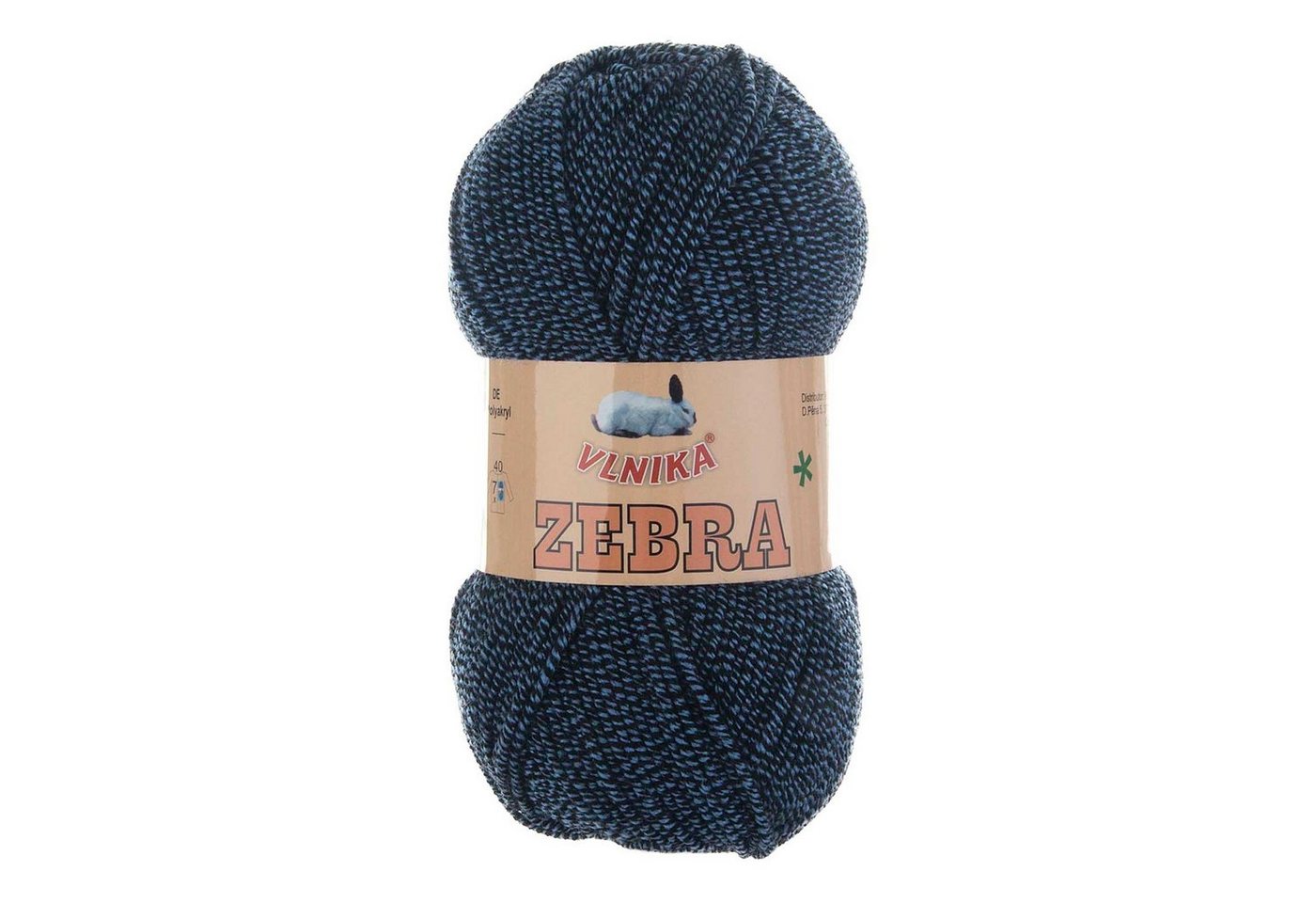 Thumbnail - VLNIKA 5 x 100g Strickgarn Vlnika Zebra zweifarbig Häkelwolle, 195 m, 426 blau schwarz