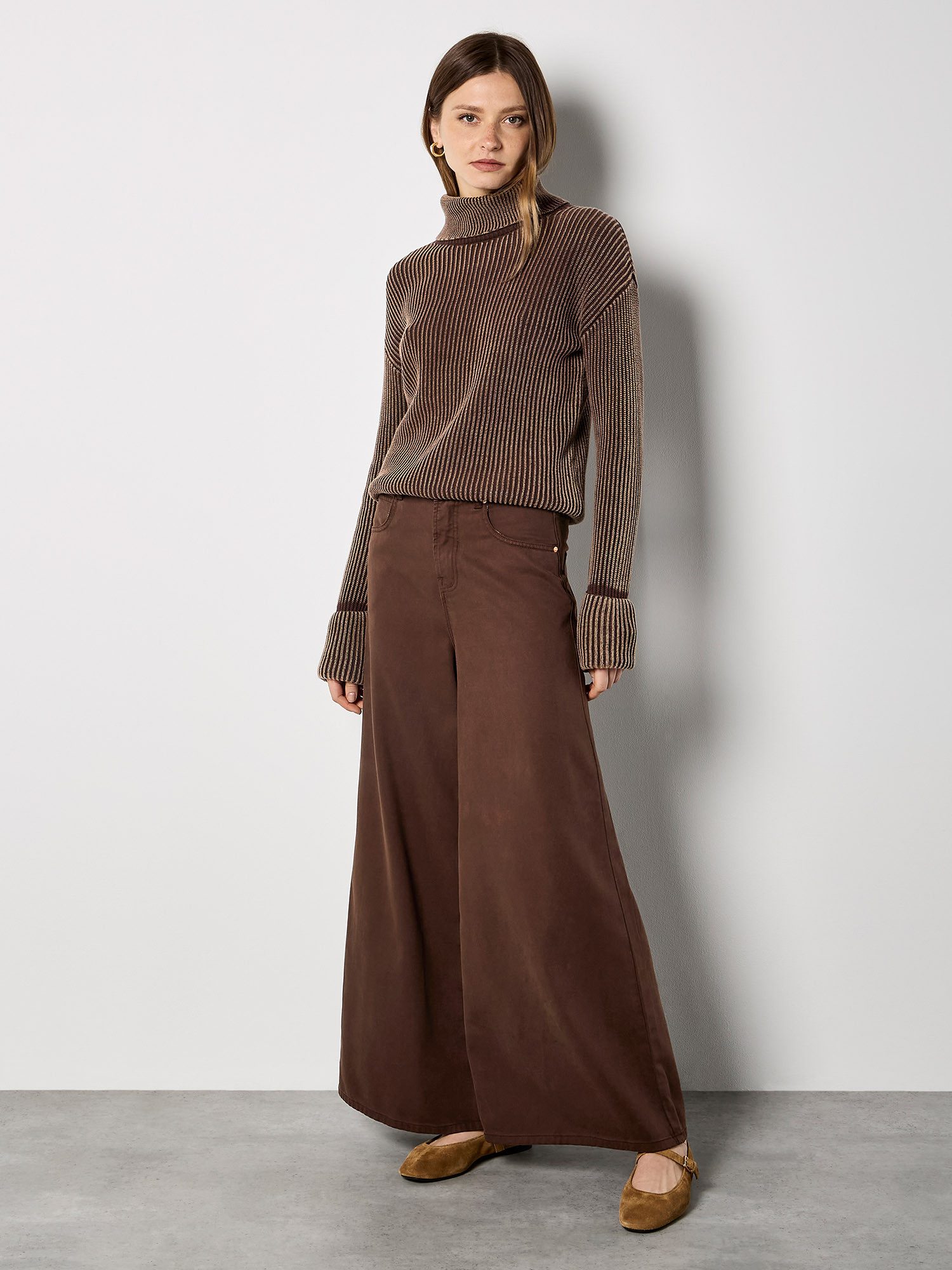 Apricot Rollkragenpullover Rollkragenpullover mit Rippstrick und Stonewashe günstig online kaufen