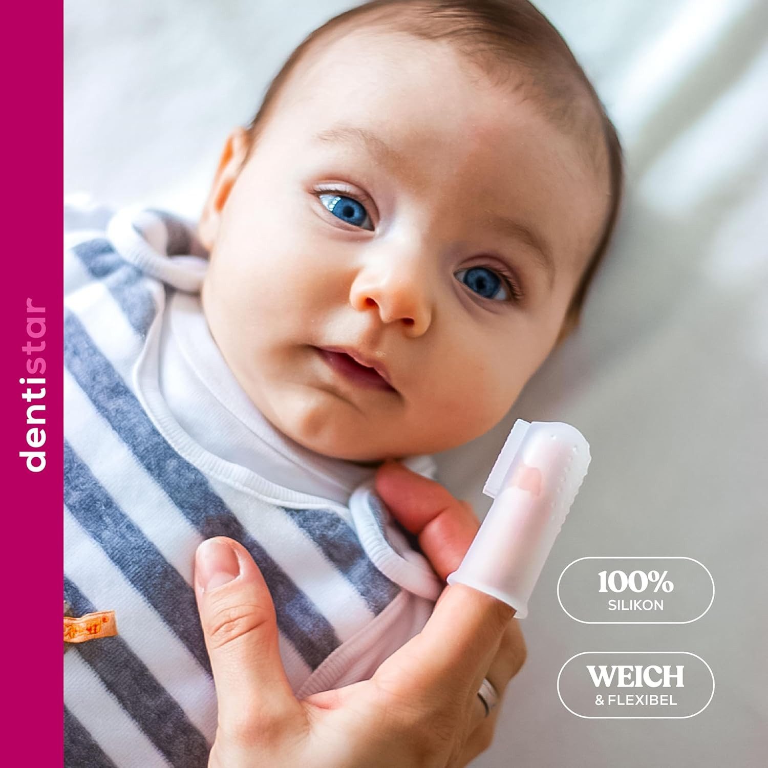 dentistar Zahnbürste Mundpflegeset - Baby Zahnpasta mit Silikon Finger Zahnbürste