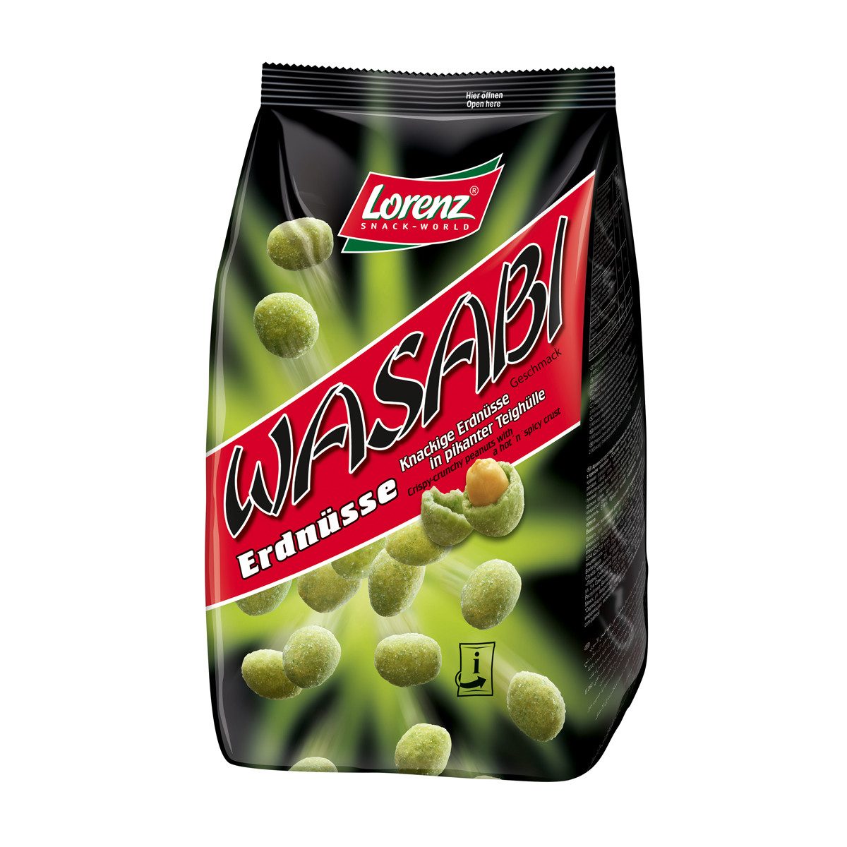 LORENZ Knabberei, Lorenz Wasabi Erdnüsse mit asiatischem Meerrettich Geschmack 800g