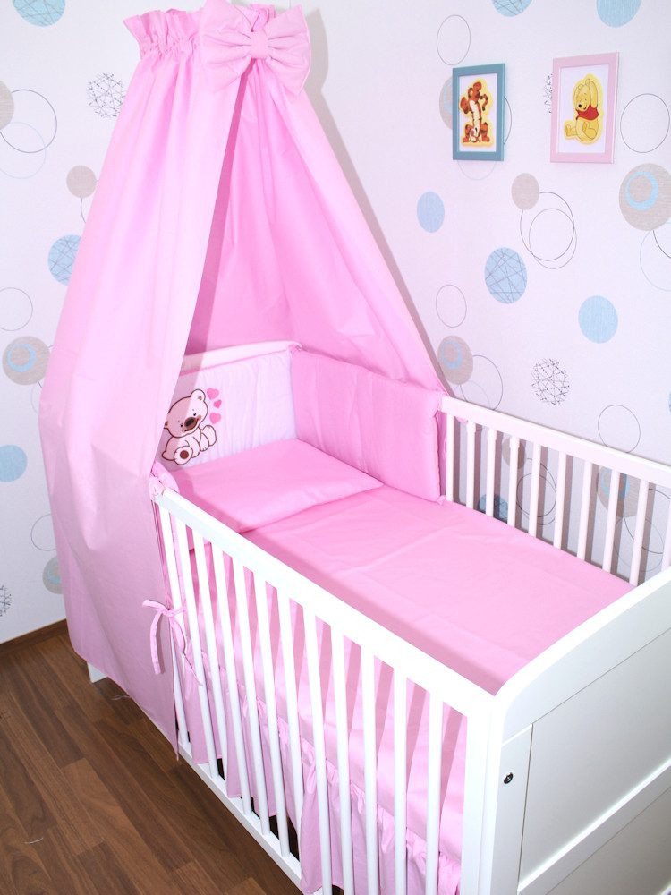 Babybettwäsche Baby Bettset -5-6 teiliges Set mit VollstoffHimmel Nestchen- PRINCE
