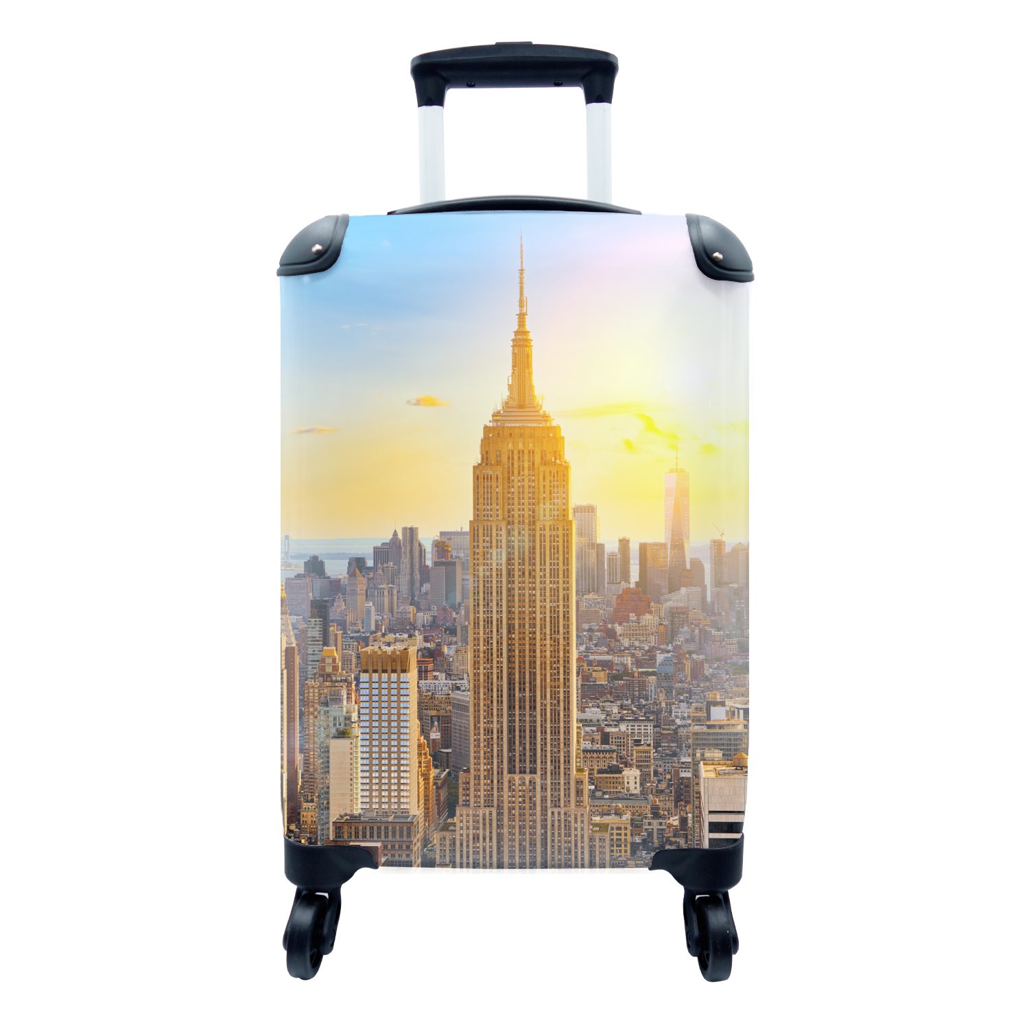 MuchoWow Handgepäckkoffer New York - Sonne - Empire State Building, 4 Rollen, Reisetasche mit rollen, Handgepäck für Ferien, Trolley, Reisekoffer