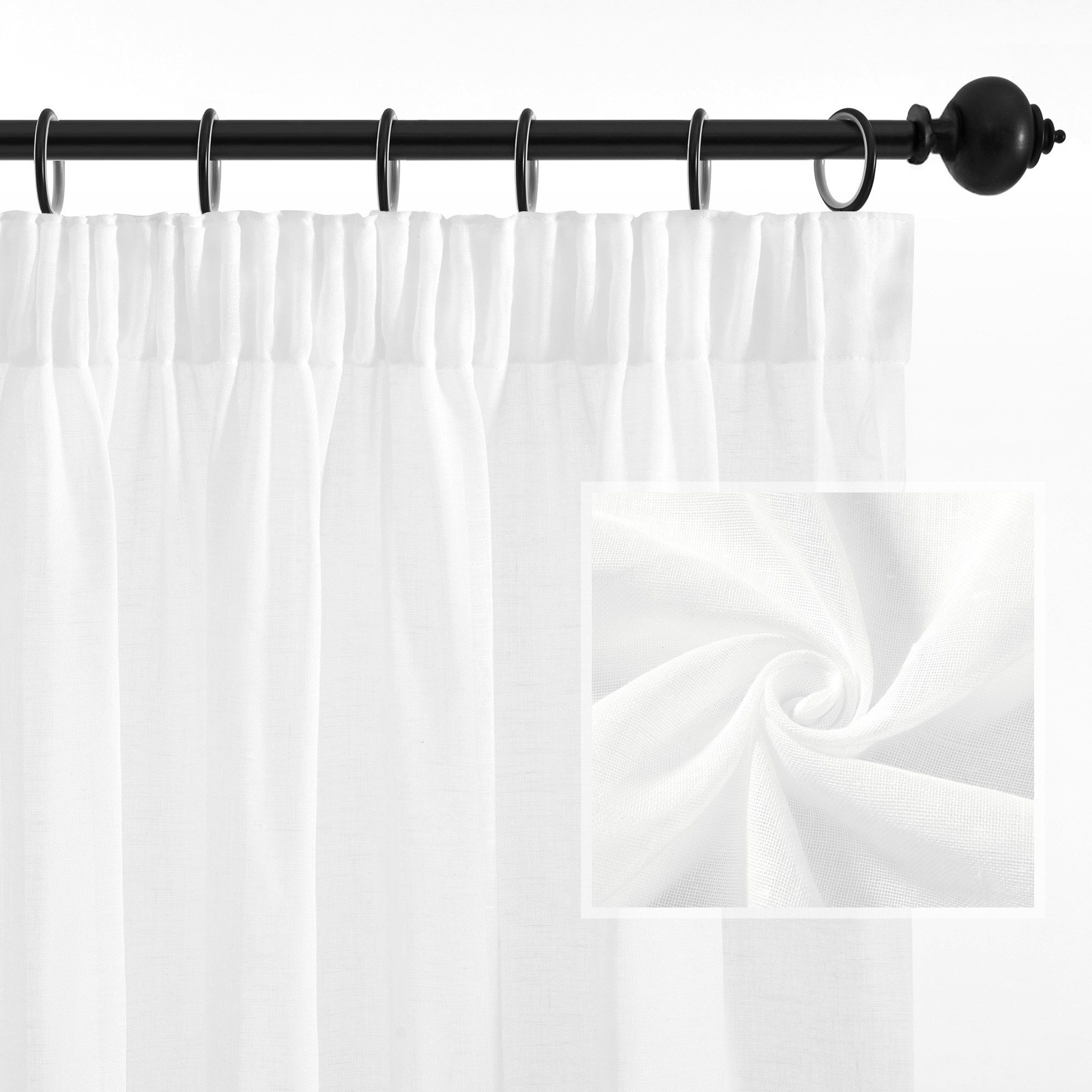 Deconovo Vorhang Halbtransparent Gardinen mit Kräuselband Voile Vorhänge für Wohnzimmer, Lichtfilterung