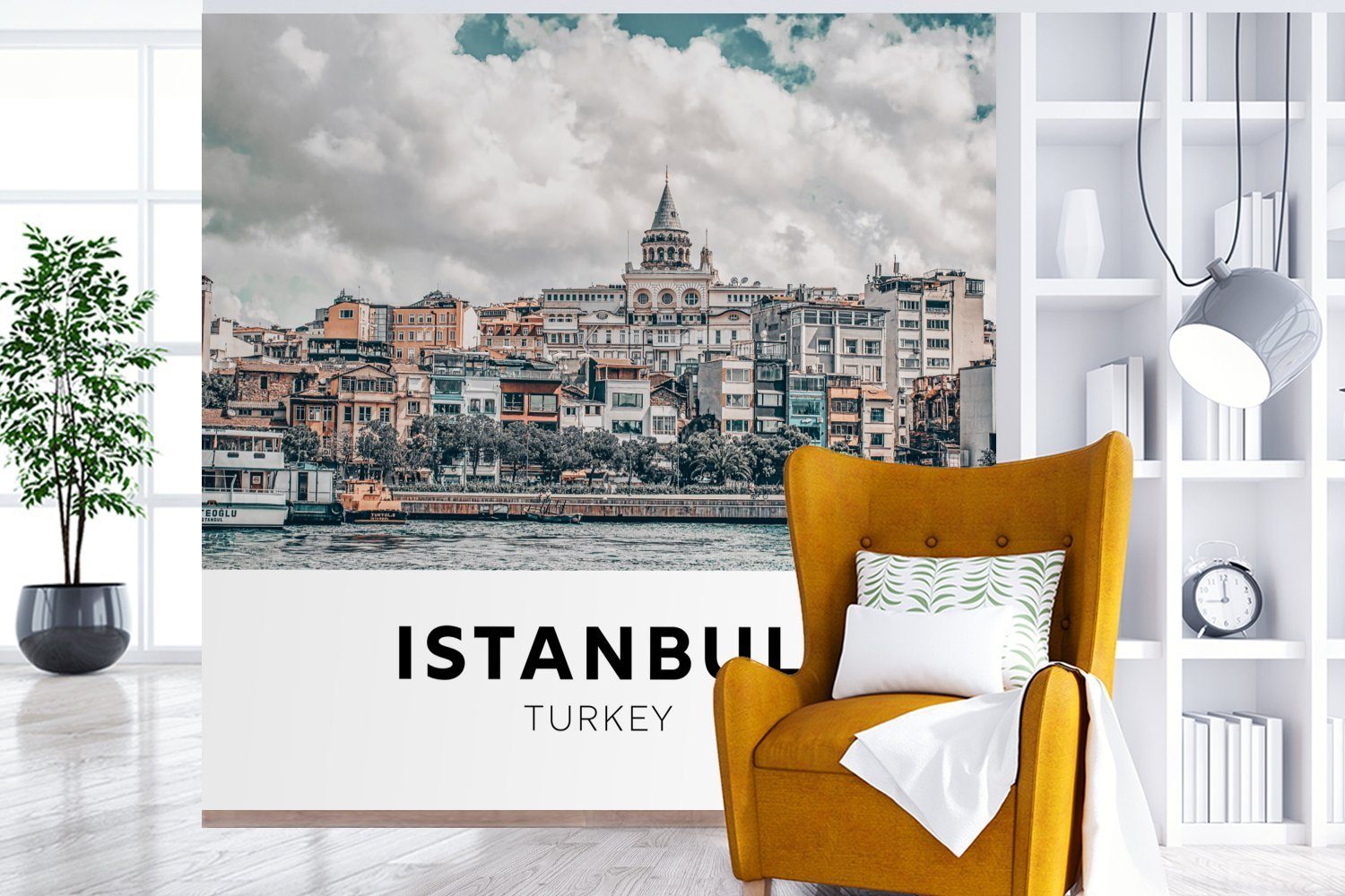 Fototapete Tapete Wohnzimmer - bedruckt, Vinyl für Istanbul (5 St), Türkei Matt, oder MuchoWow Startseite, - Wandtapete Schlafzimmer,