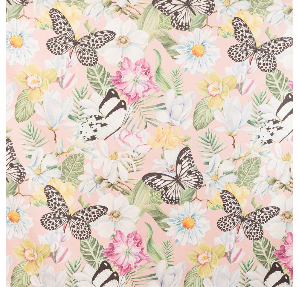 Thumbnail - SCHÖNER LEBEN. Stoff Baumwollstoff Digital Exotik Blumen Schmetterling rosa 2,80m breit, Digitaldruck