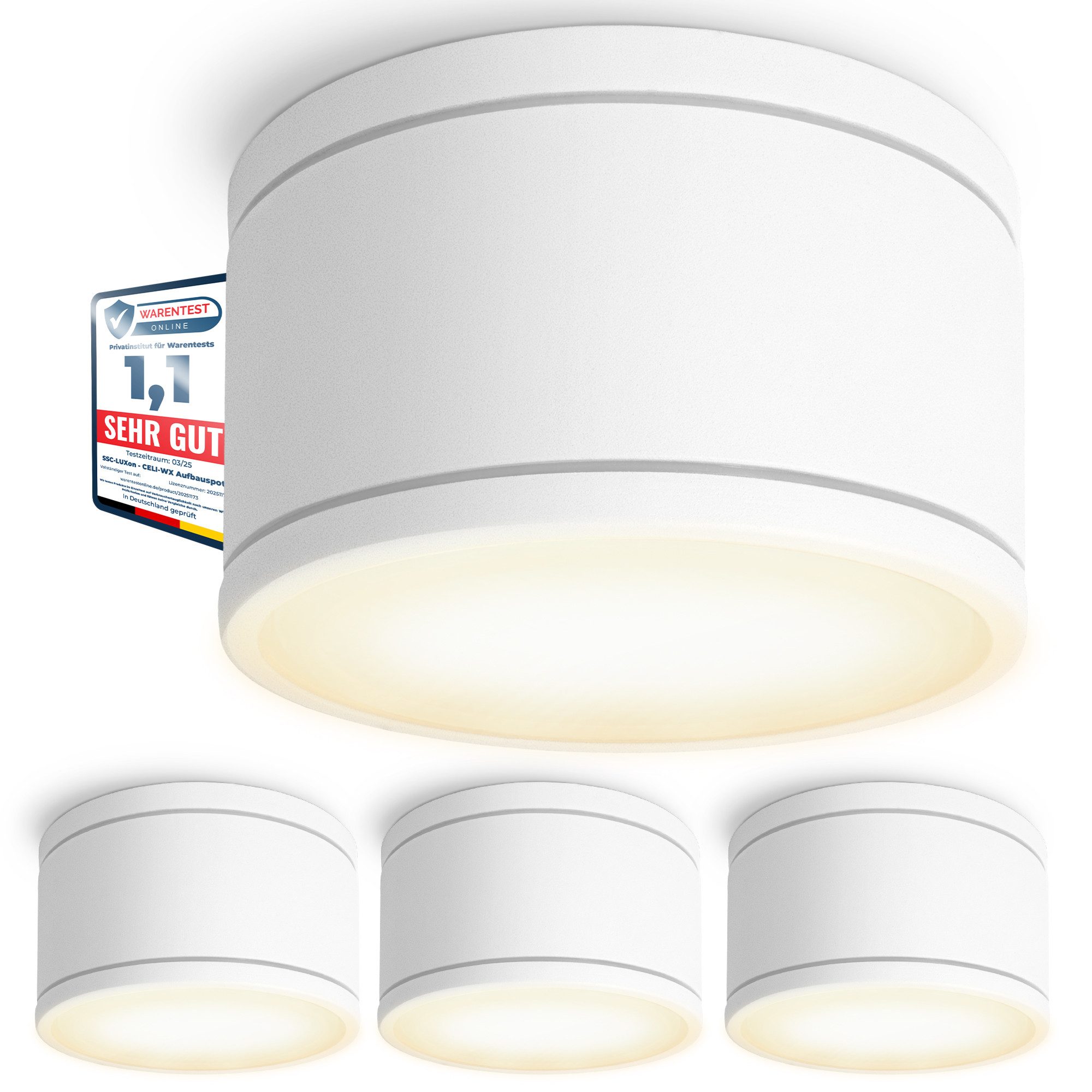 LED Außen-Deckenleuchte CELI-WX flacher Aufbaustrahler rund weiss IP44 mit LED GX53 dimmbar