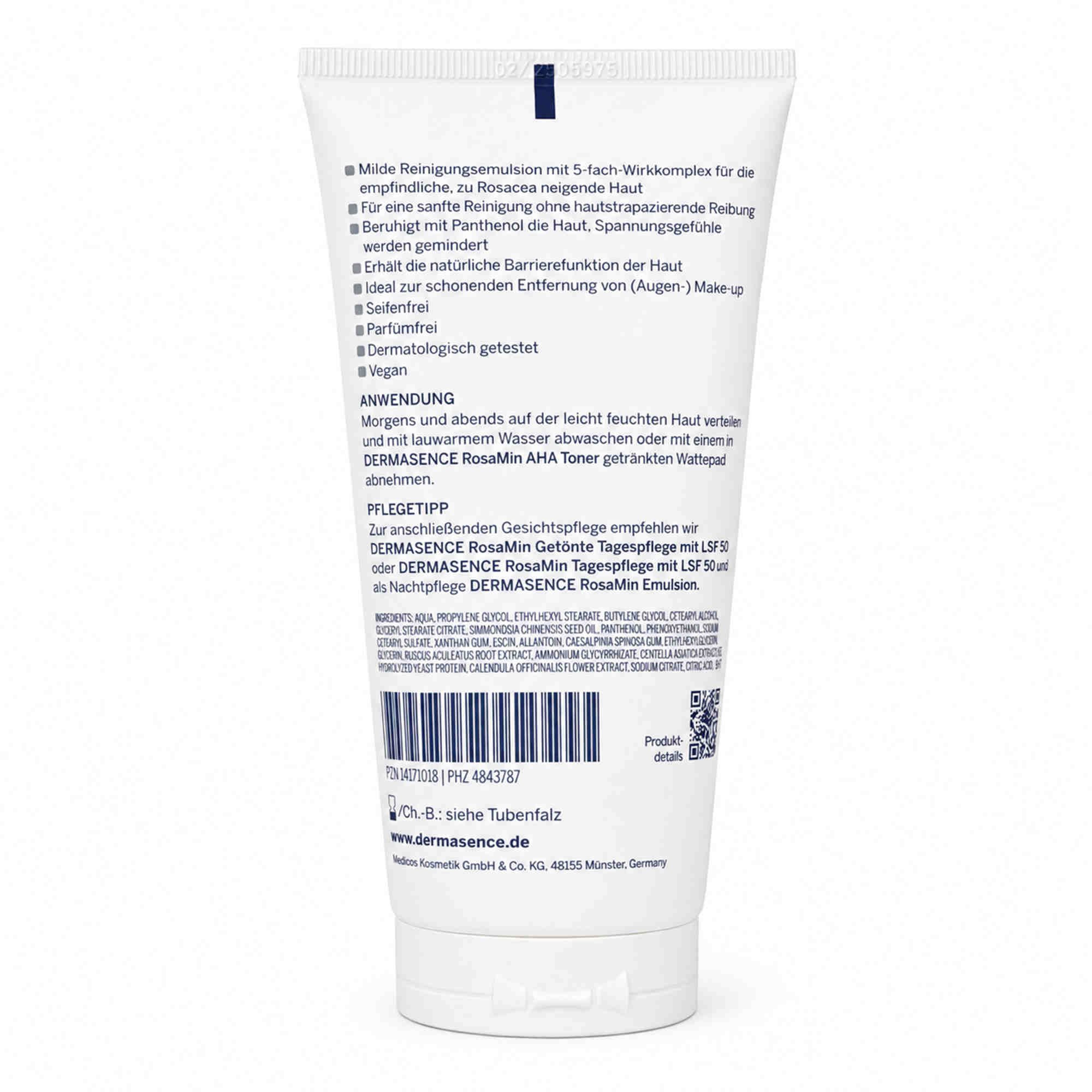 Dermasence Gesichtsreinigungsgel DERMASENCE RosaMin Reinigungsemulsion 150ml