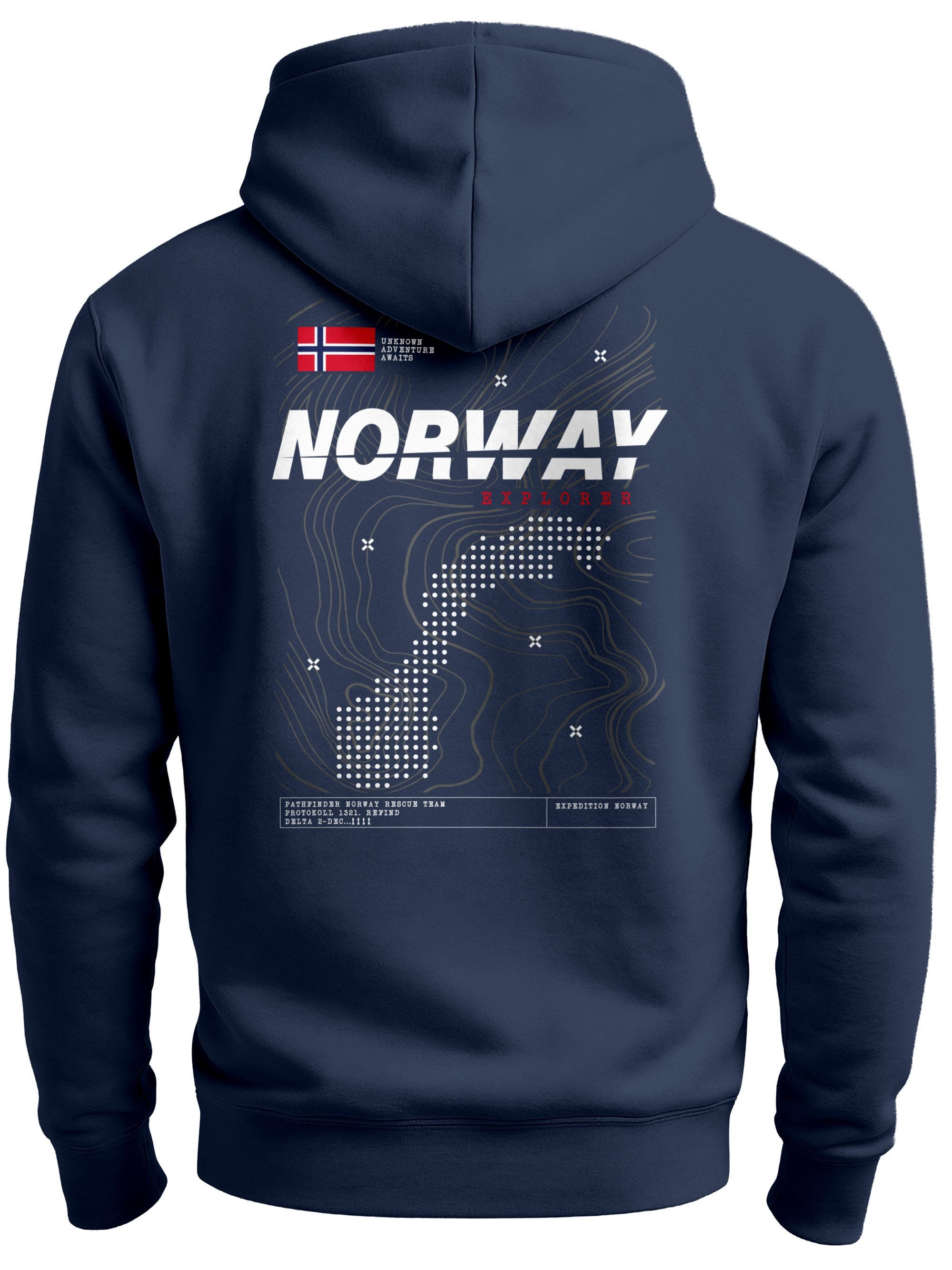 Neverless Hoodie Hoodie Backprint Herren Norwegen Flagge Schriftzug Norway günstig online kaufen