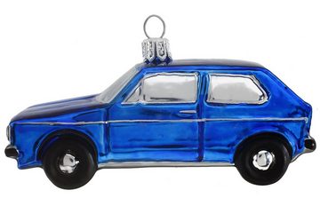 Hamburger Weihnachtskontor Christbaumschmuck VW-Golf (blau), Dekohänger - mundgeblasen - handdekoriert