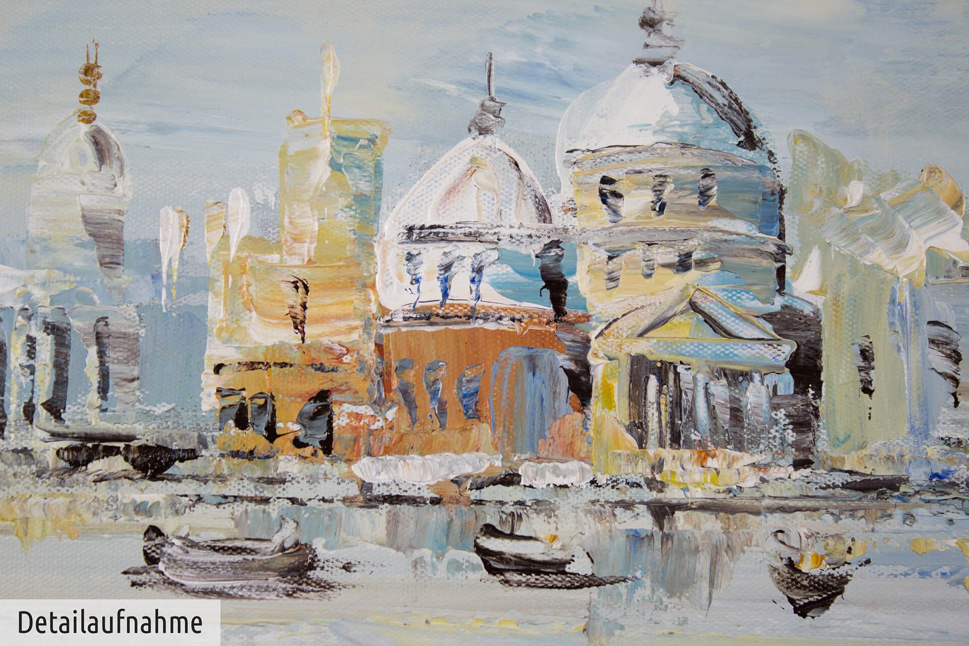 KUNSTLOFT Gemälde Mein Traum von Venedig 100x50 cm, Leinwandbild 100% HANDGEMALT Wandbild Wohnzimmer