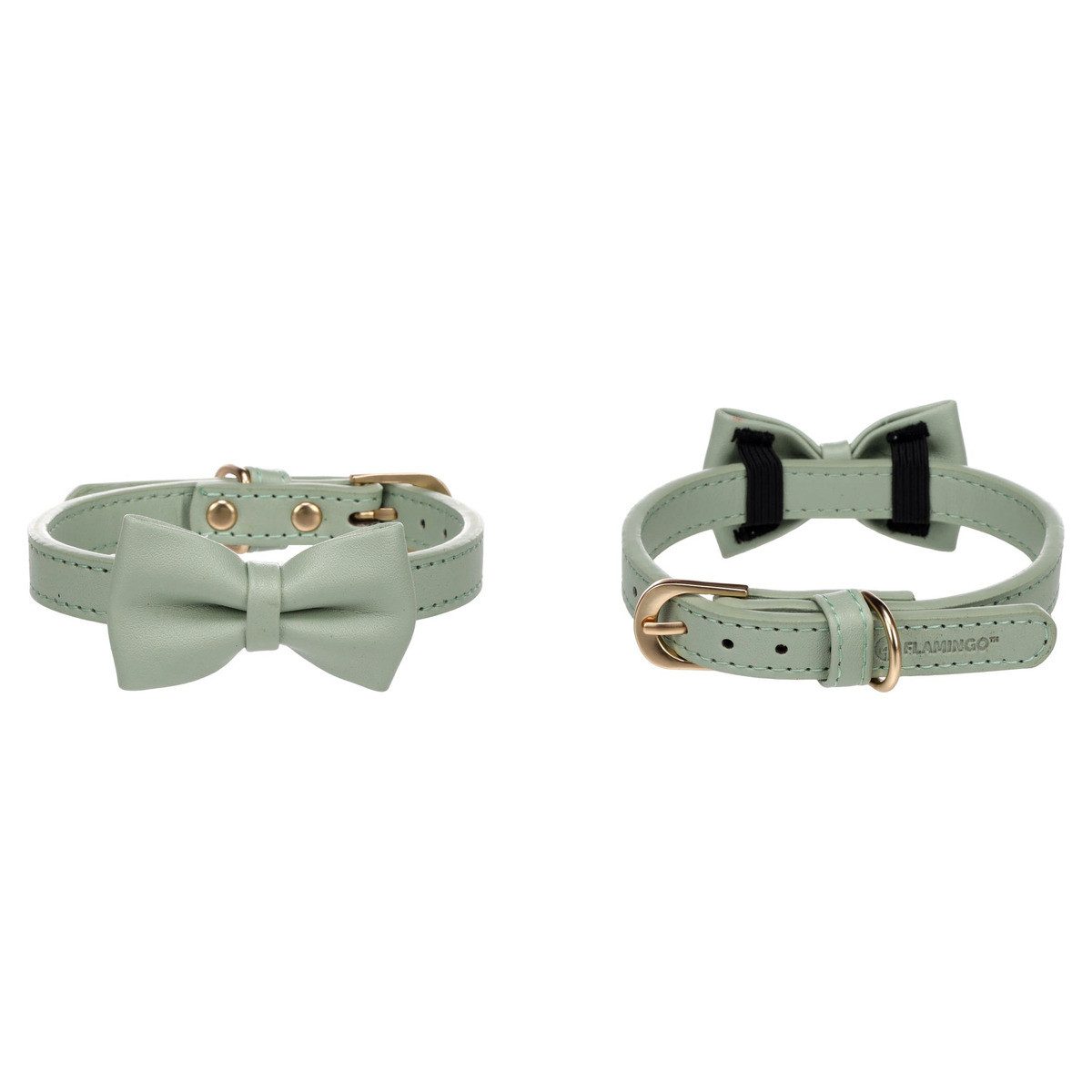 Flamingo Hunde-Halsband Halsband mit Schleife Nela minzgrün