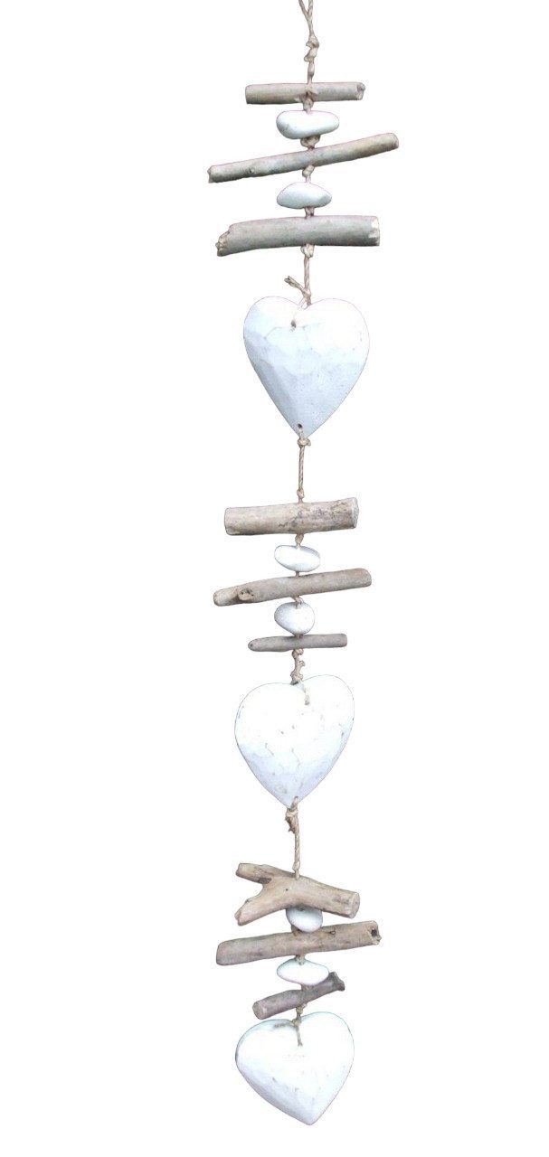 Deko-Impression Dekohänger Treibholzhänger Herz dekorative Girlande Treibholz Bali weiss (1 St)