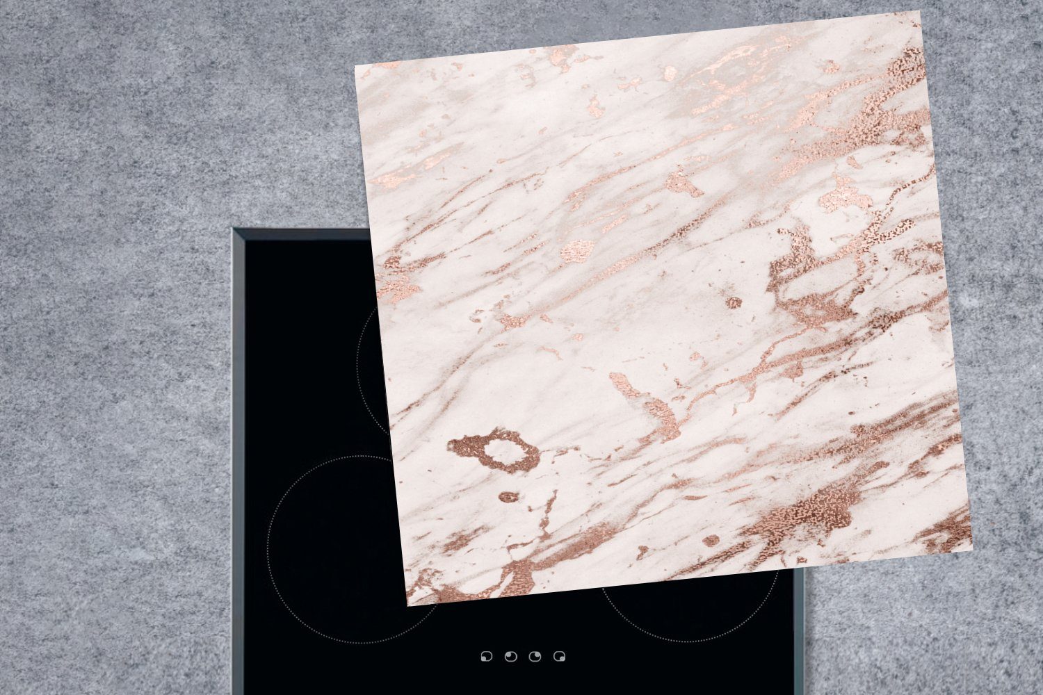 MuchoWow Herdblende-/Abdeckplatte Marmor küche - Ceranfeldabdeckung, für Rosa, 78x78 Vinyl, Arbeitsplatte cm, (1 Weiß tlg), 