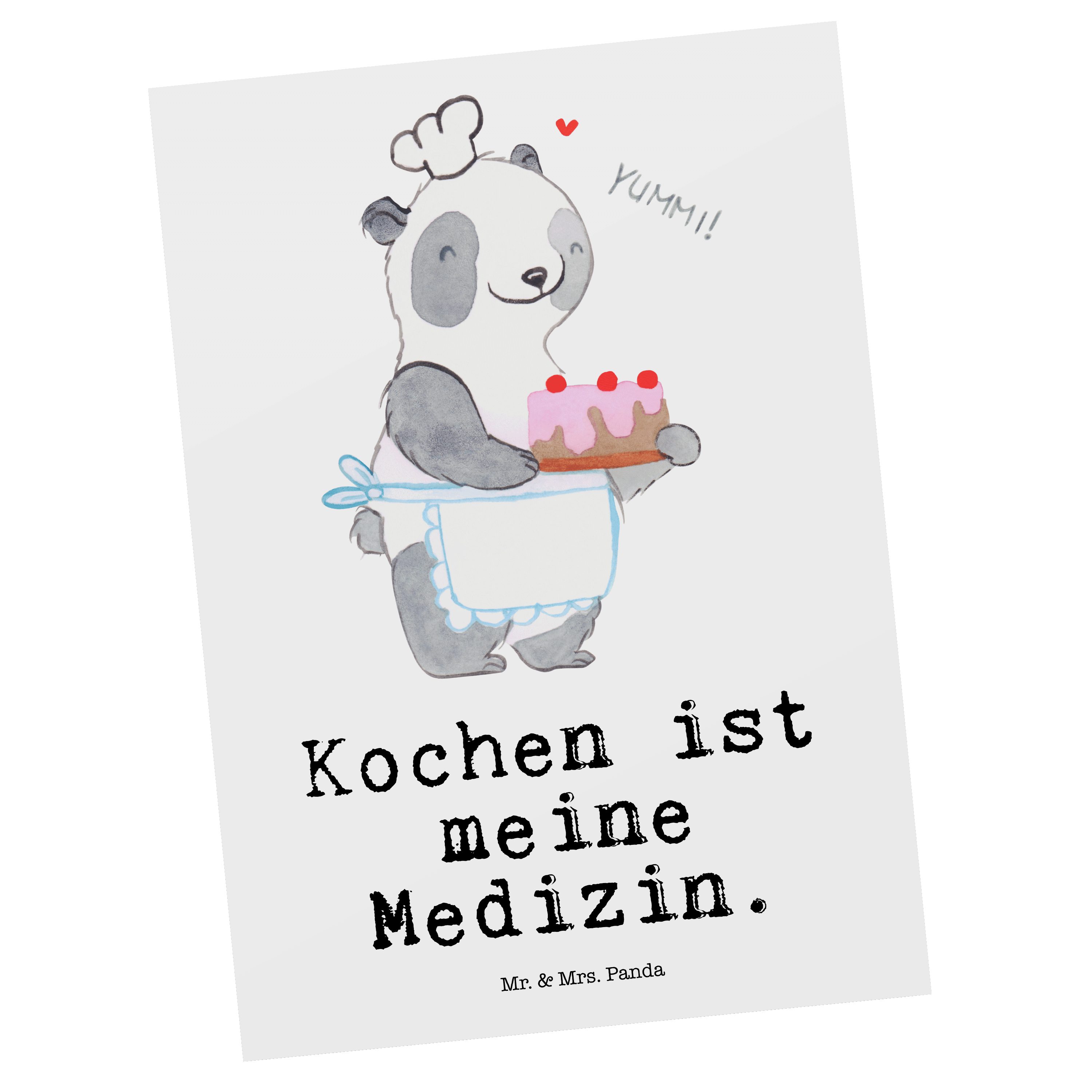 Mr. & Mrs. Panda Postkarte Bär Kochen Medizin - Weiß - Geschenk, Dankeskarte, Geschenkkarte, Hob