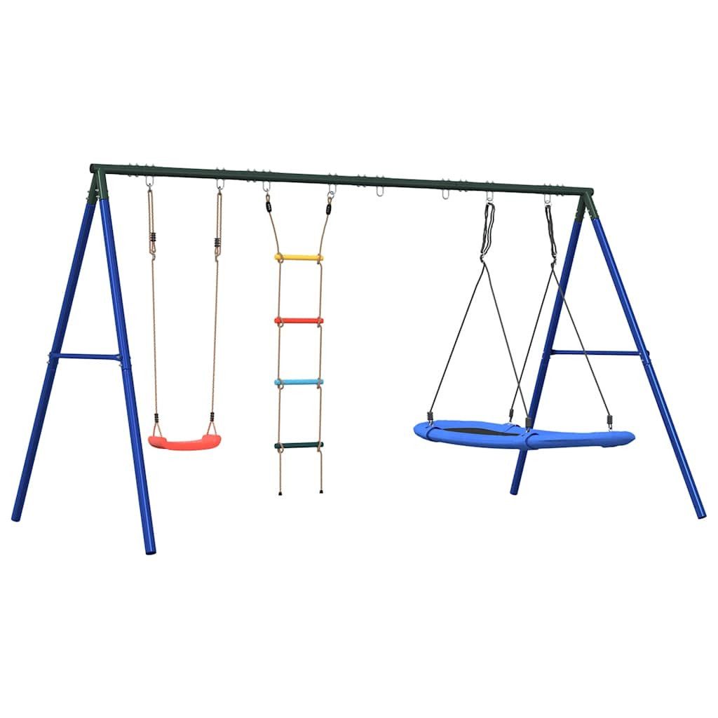 vidaXL Spielturm Schaukel-Set mit Schaukelsitz Strickleiter und Nestschaukel