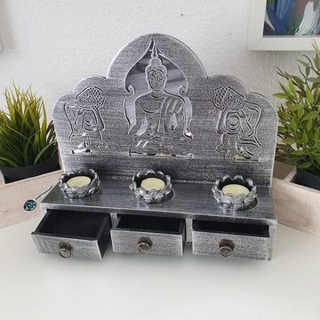 Aspinaworld Teelichthalter Buddha Schränkchen und Teelichthalter im einem 27 cm