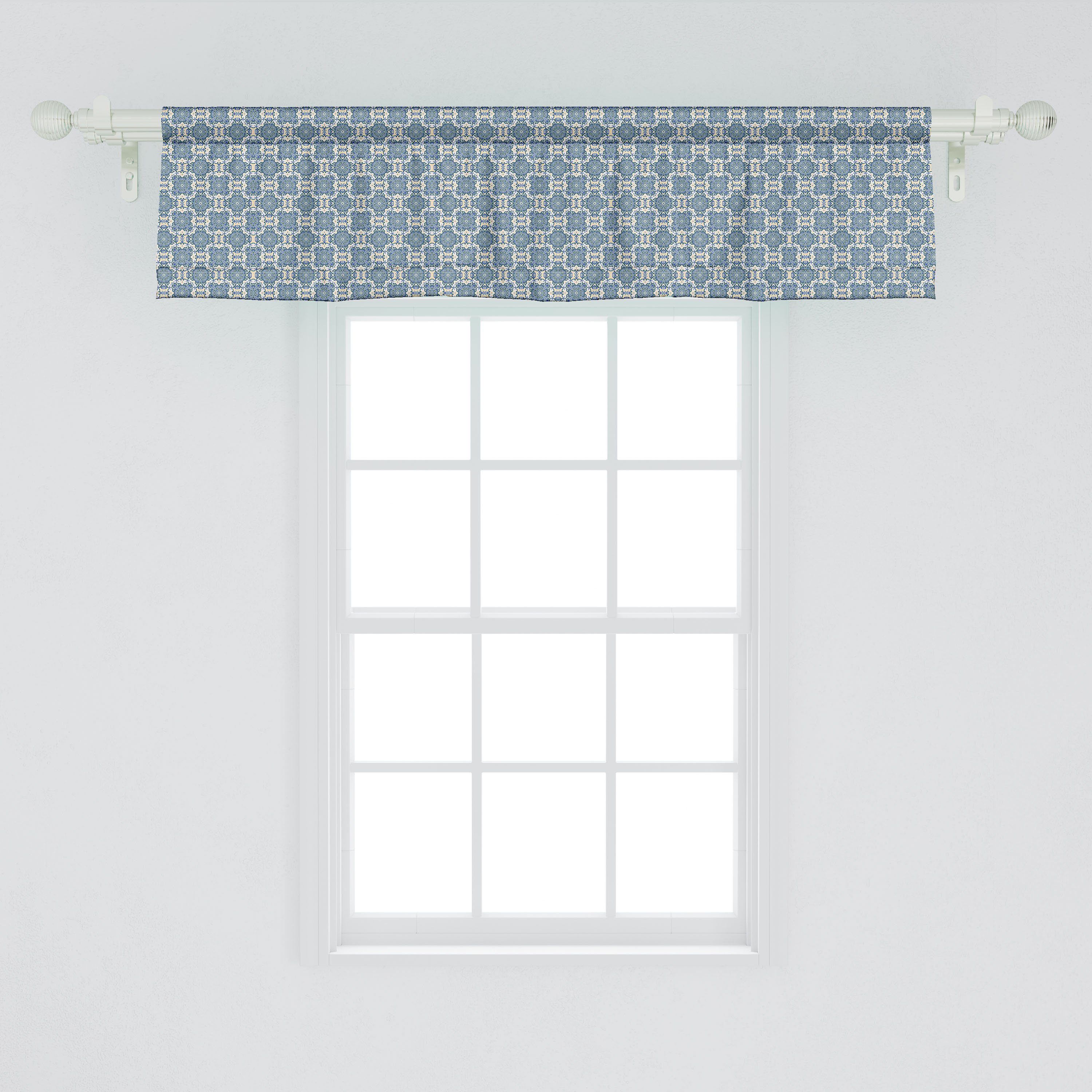 Scheibengardine Vorhang Volant für Küche Schlafzimmer Dekor mit Repeating-Formular Stangentasche, Mandala Abakuhaus, Microfaser