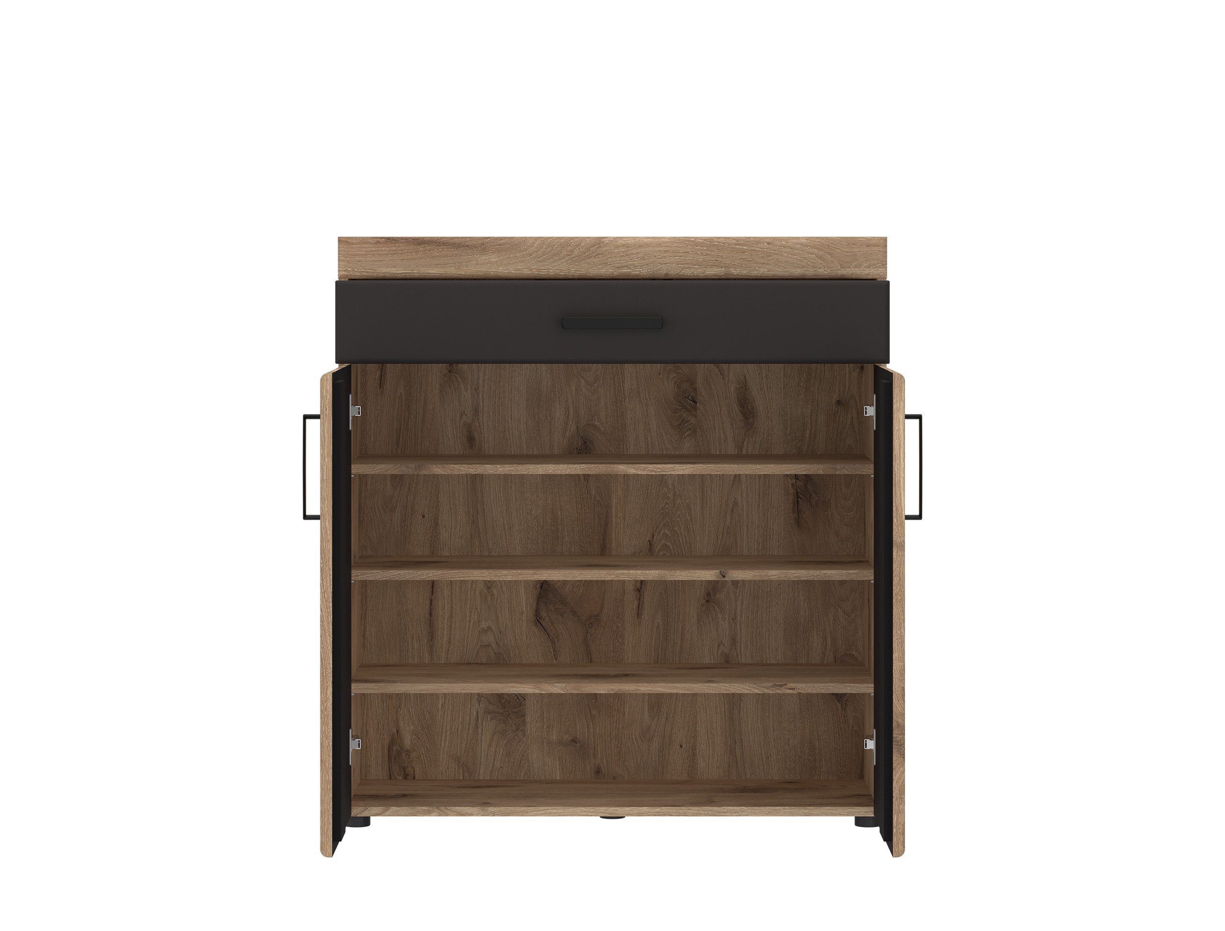 Meble Wójcik Schuhkommode 2 Türen, 1 Schub, Viking Eiche Dekor / Kosmos Grau - 93x100x38 (BxHxT)