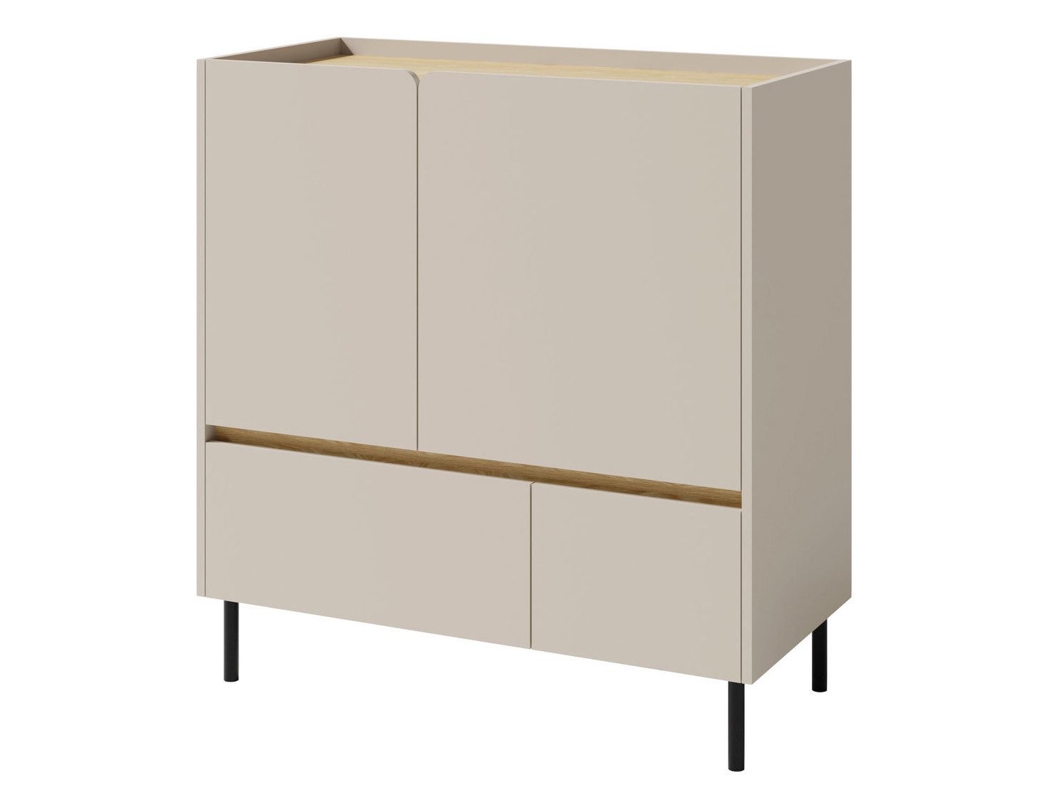 Beautysofa Kommode LICO mit 2 Schubladen, 2 Türen, 2 Regalböden (ideal für Jugendzimmer, Schlafzimmer, 95x40x105 cm), moderne Farben Sandbeige oder Eukalyptus