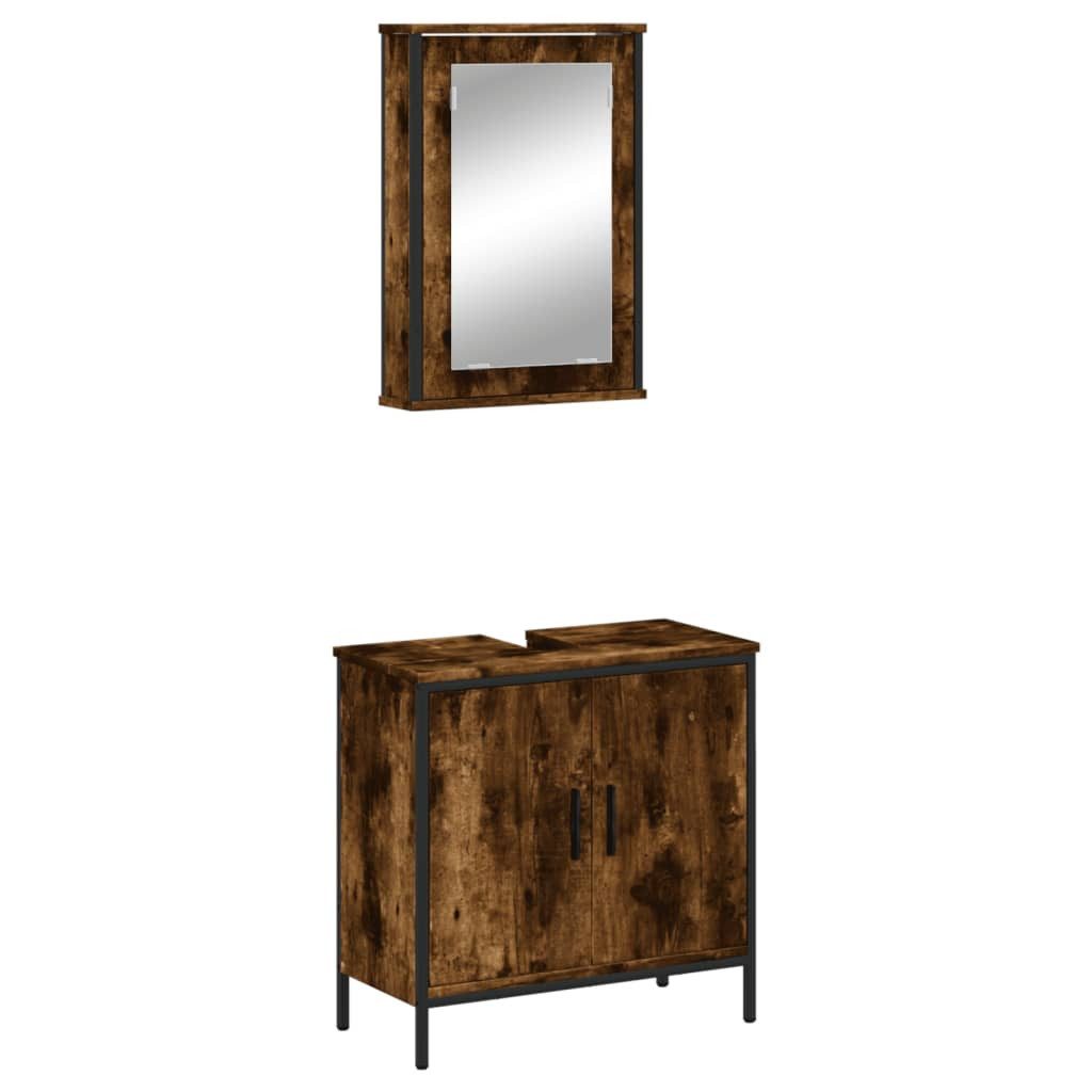 vidaXL Badezimmer-Set 2-tlg. Badmöbel-Set Räuchereiche Holzwerkstoff, günstig online kaufen