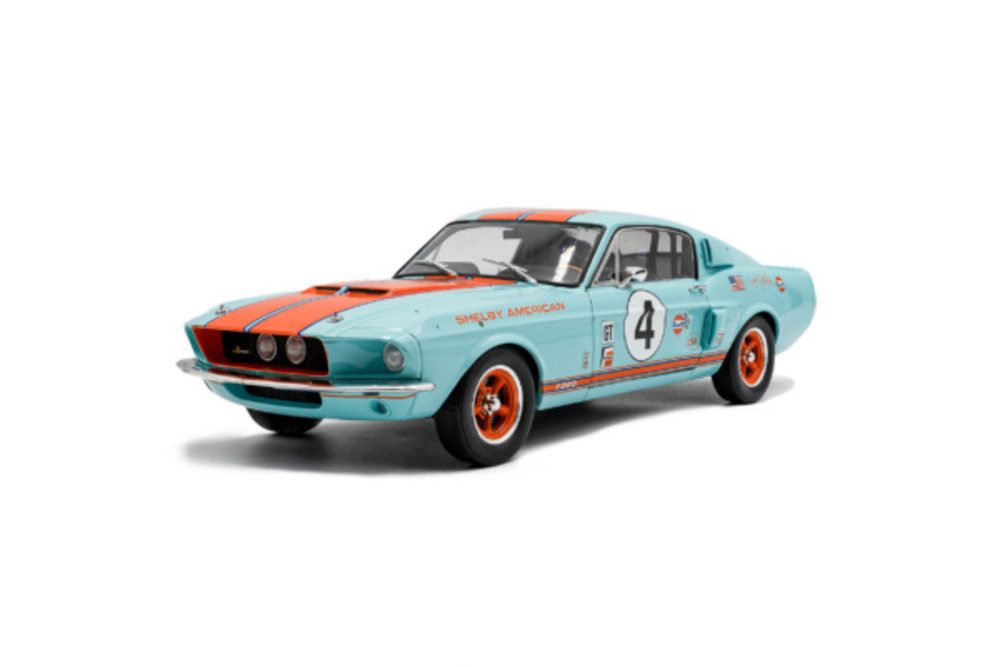 Solido Modellauto Ford Shelby Mustang GT500 Gulf Racing Tribute 1967 hellblau orange, Maßstab 1:18
