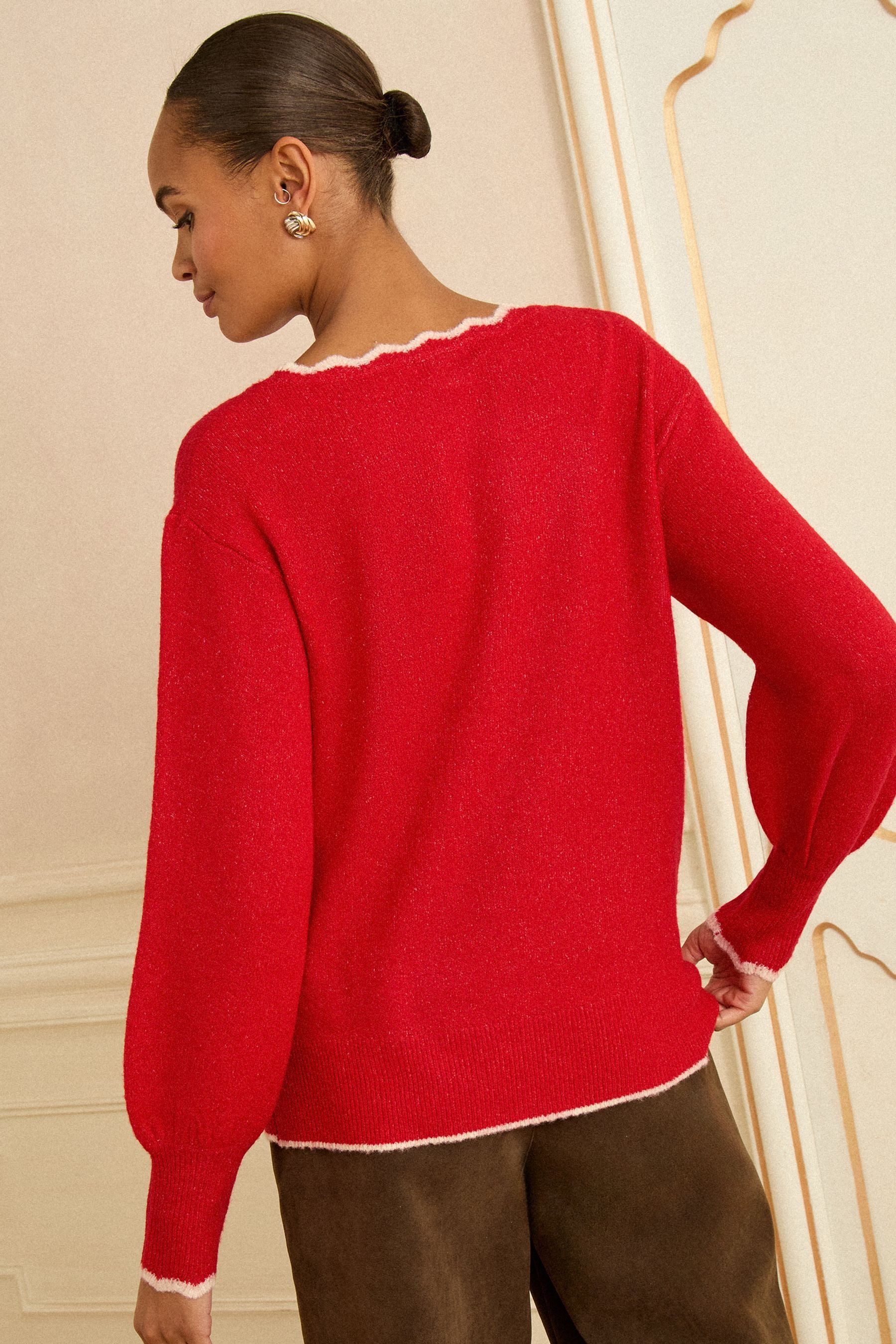 Love & Roses Strickpullover Love & Roses Strickpullover mit Bogenkante Regular (1-tlg)