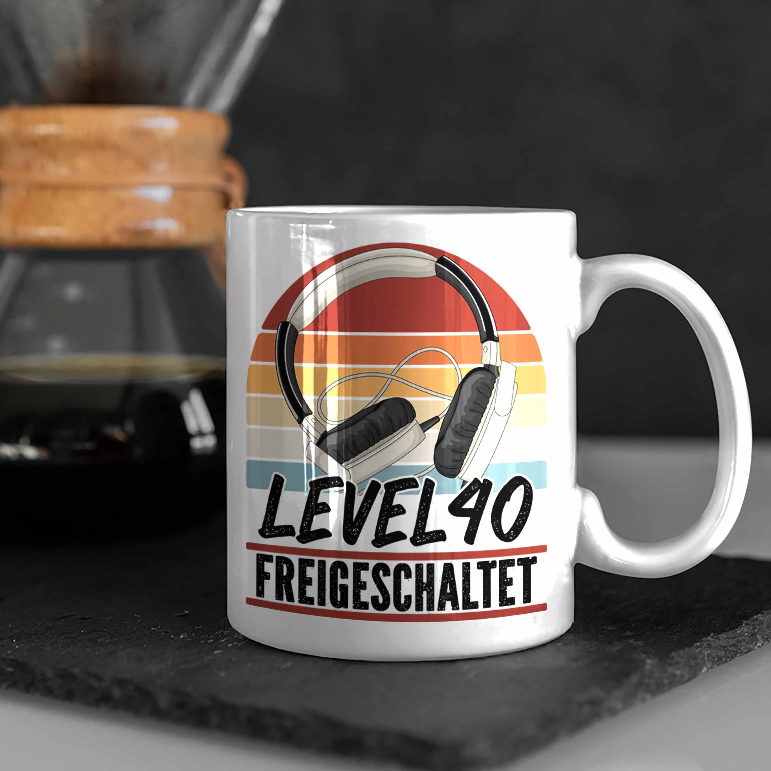 Trendation Tasse 40. Geburtstag Geschenk Gamer Kaffee-Becher Geburts Gaming Männer Weiss 40er