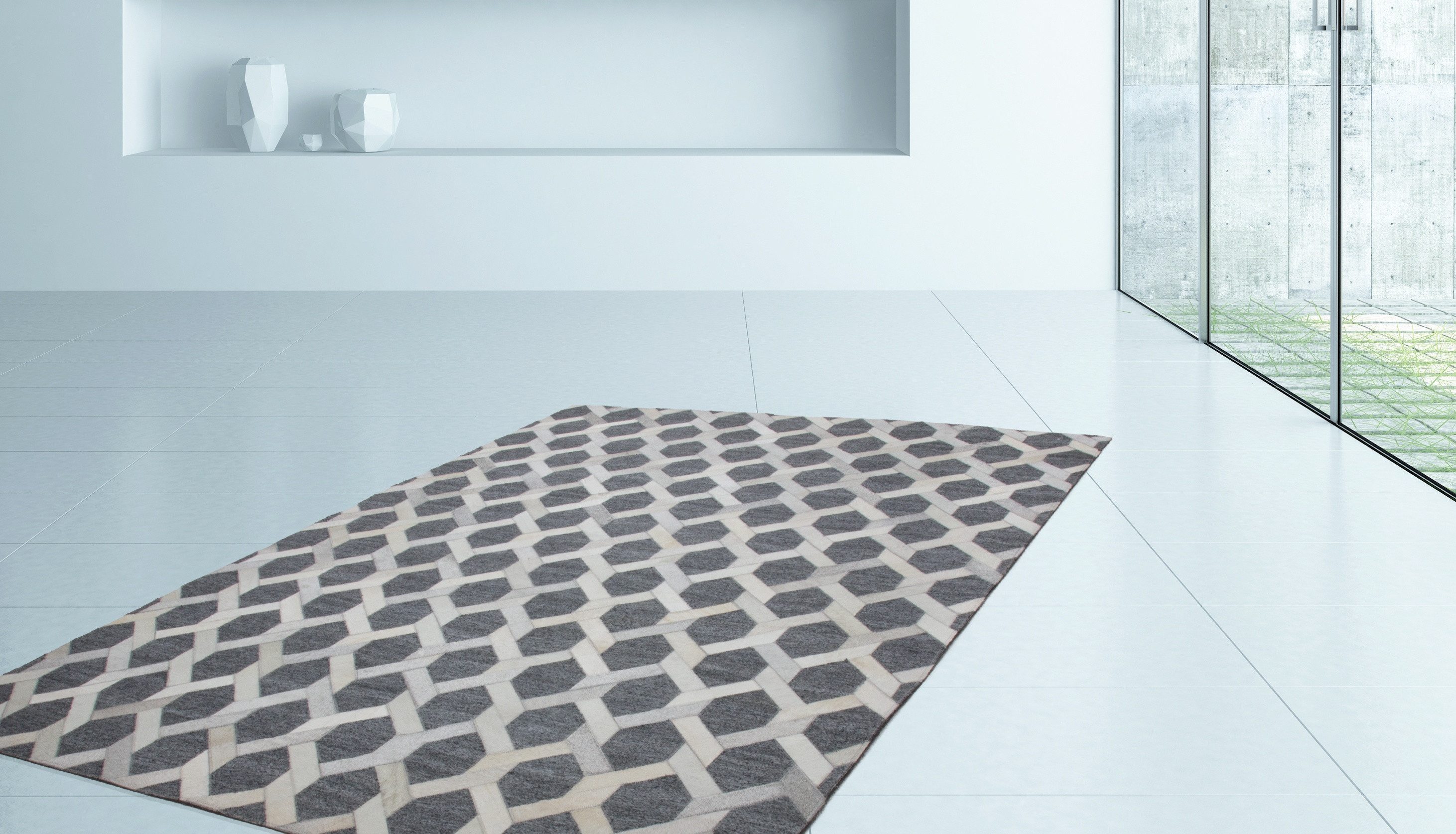 Kayoom Teppich Chimera 110, rechteckig, Höhe: 11 mm, Materialmix aus Viskose und Leder, handgefertigtes Unikat