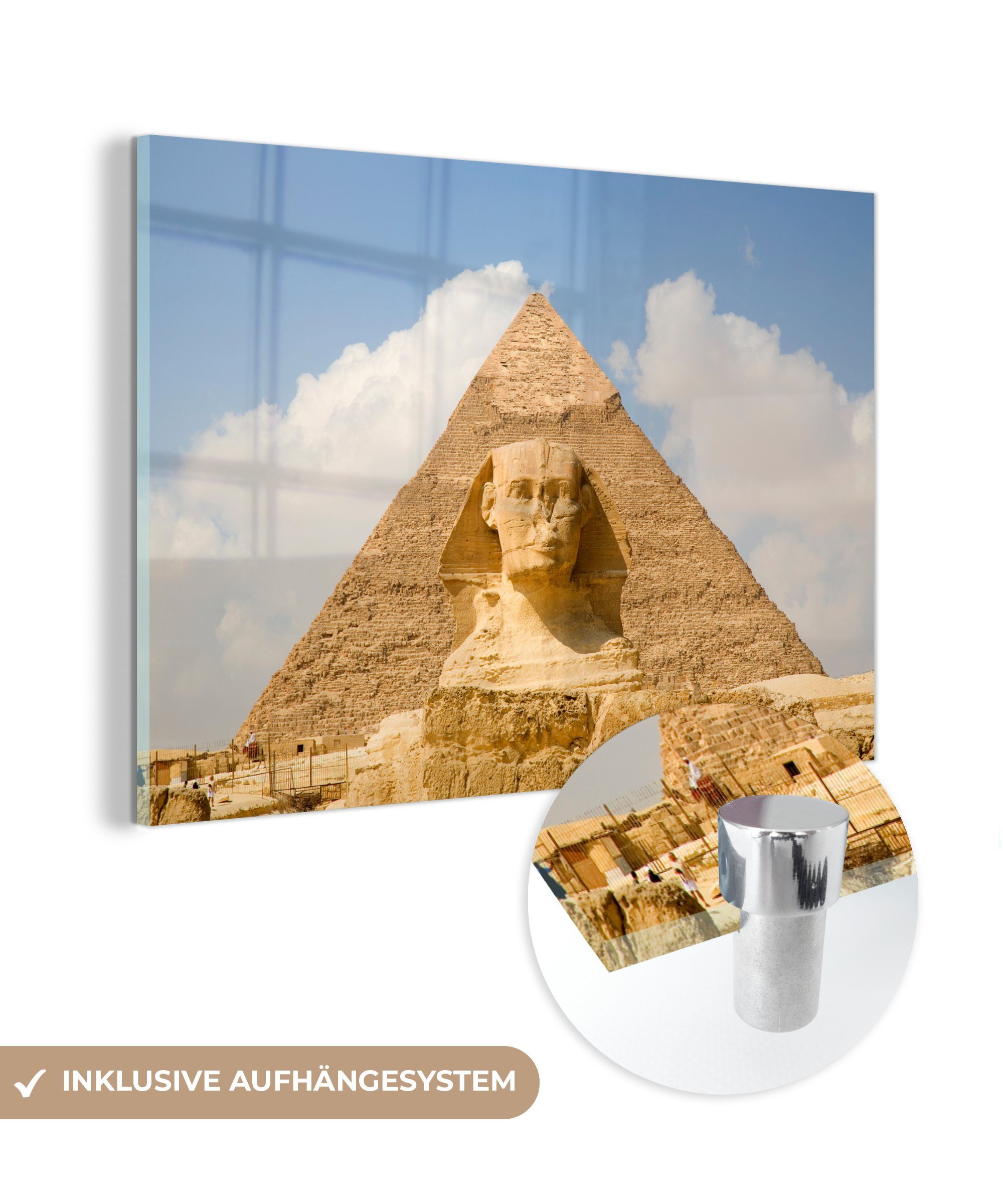 MuchoWow Acrylglasbild Pyramide und Sphinx von Gizeh bei Tageslicht, (1 St), Acrylglasbilder Wohnzimmer & Schlafzimmer