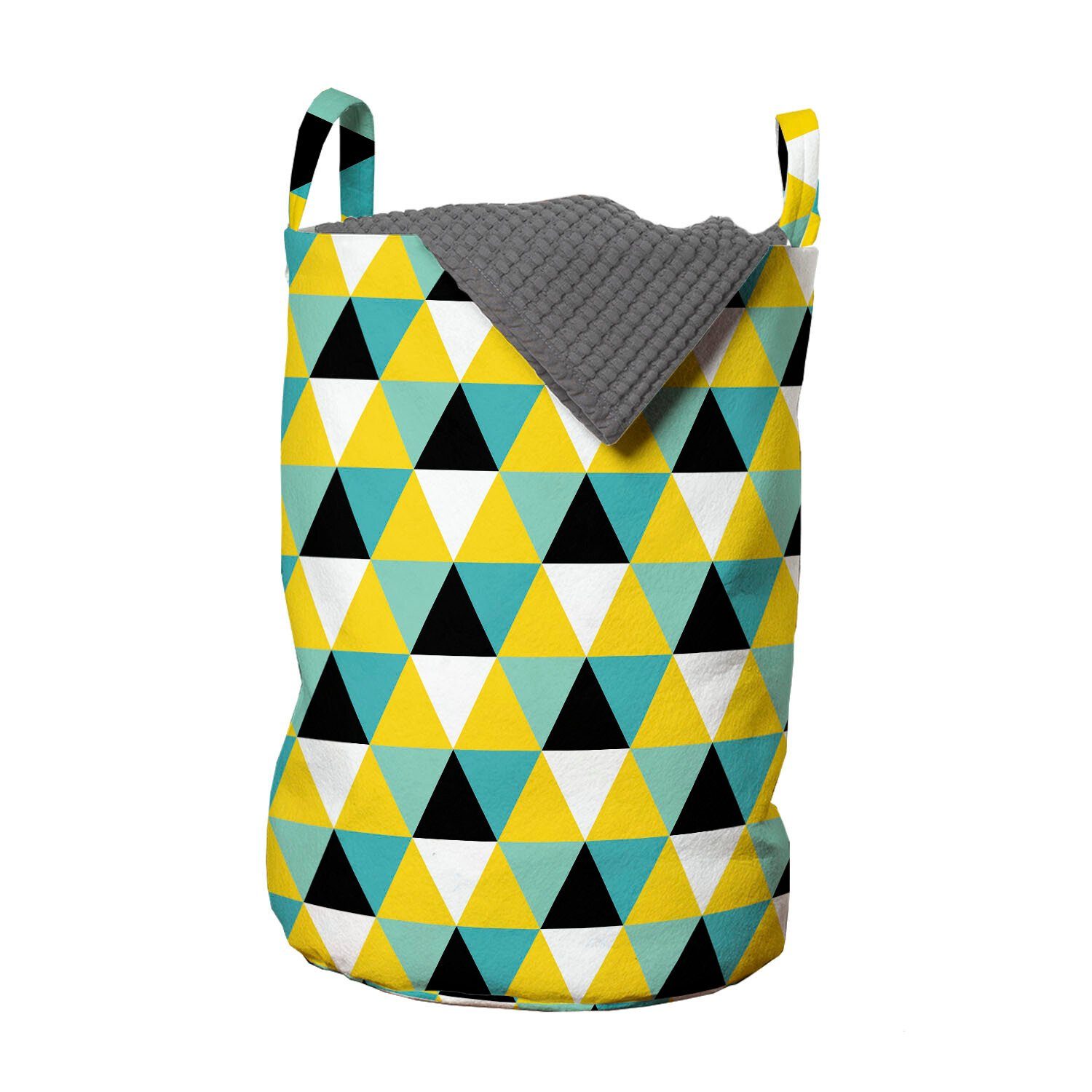 Abakuhaus Wäschesäckchen Wäschekorb mit Griffen Kordelzugverschluss für Waschsalons, Geometrisch Abstract Colored Triangle