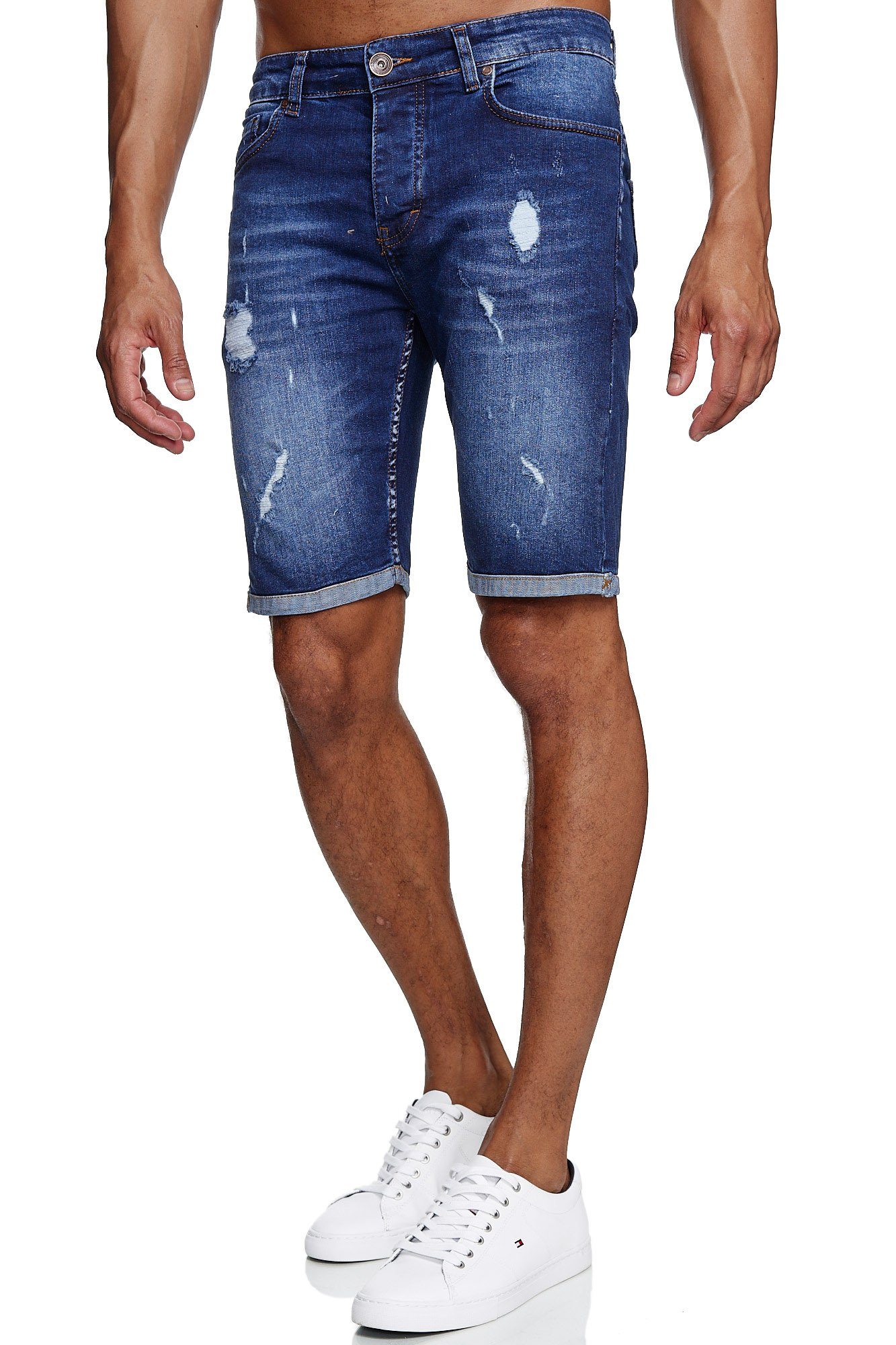 Reslad Jeansshorts Reslad Jeans Shorts Herren Kurze Hosen Sommer l Used Look Destroyed Destroyed Jeansbermudas Stretch Jeans-Hose
