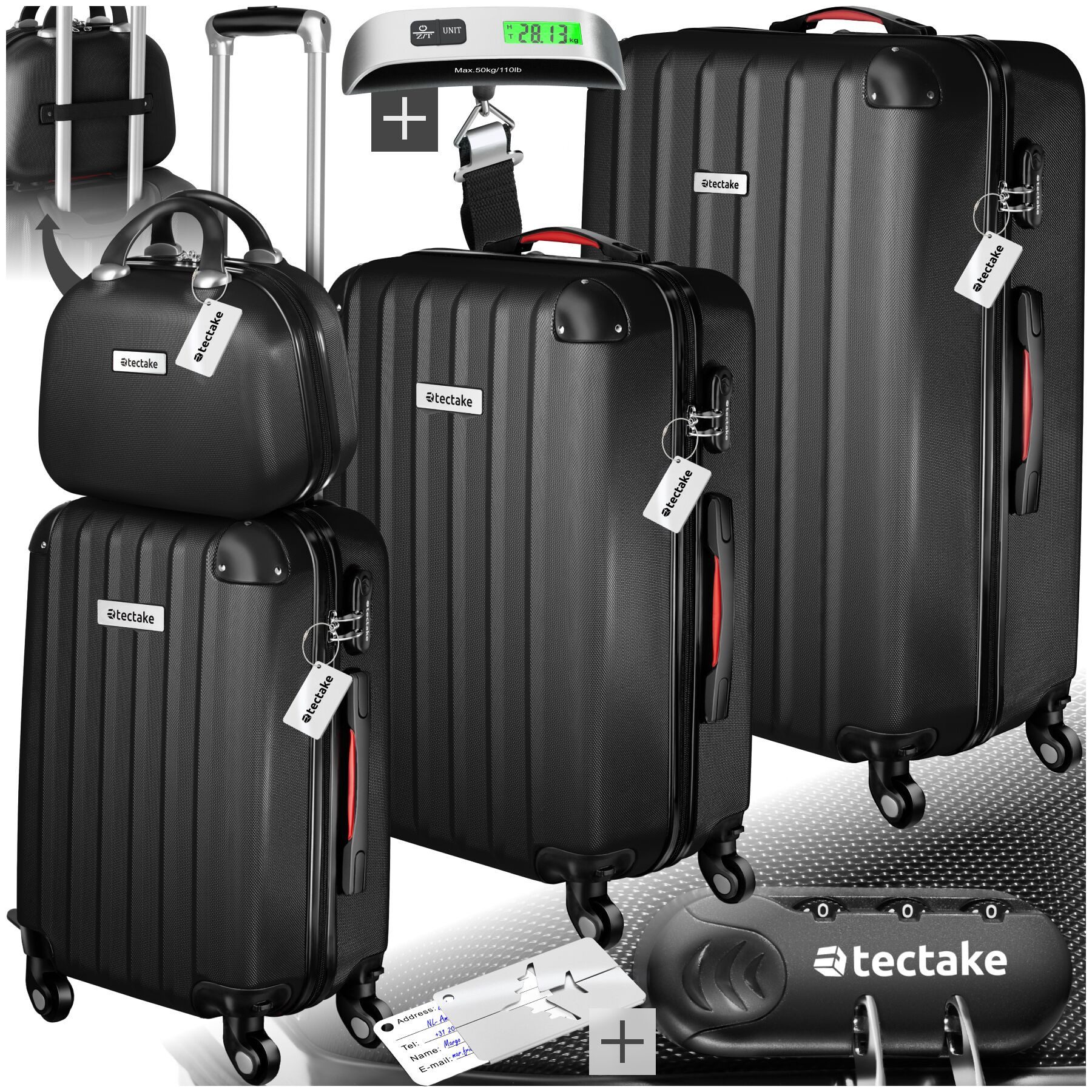 tectake Trolley Hartschalen-Trolley Cleo - Ineinander stapelbares Set mit R günstig online kaufen