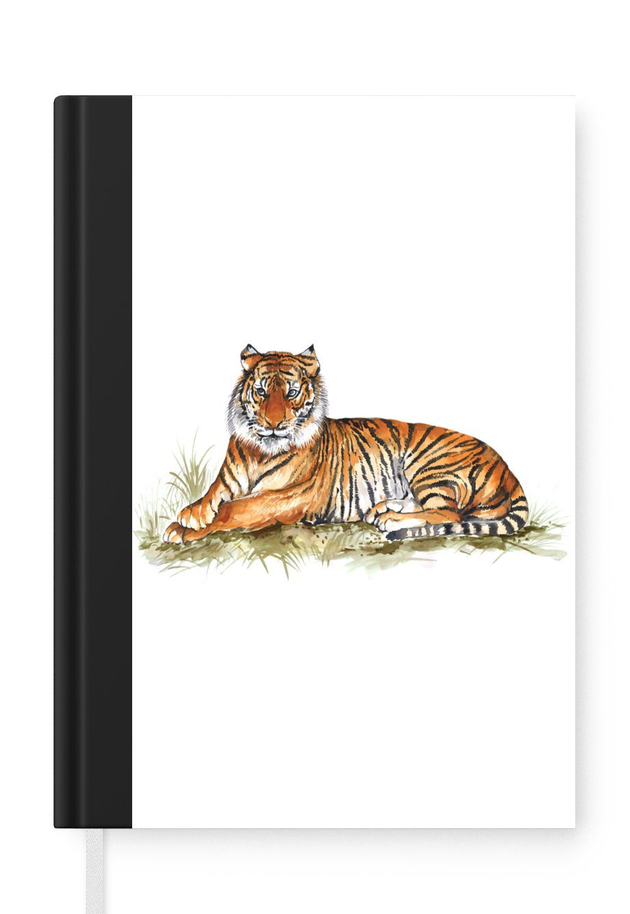 MuchoWow Notizbuch Tiger - Bild - Gras, Journal, Merkzettel, Tagebuch, Notizheft, A5, 98 Seiten, Haushaltsbuch