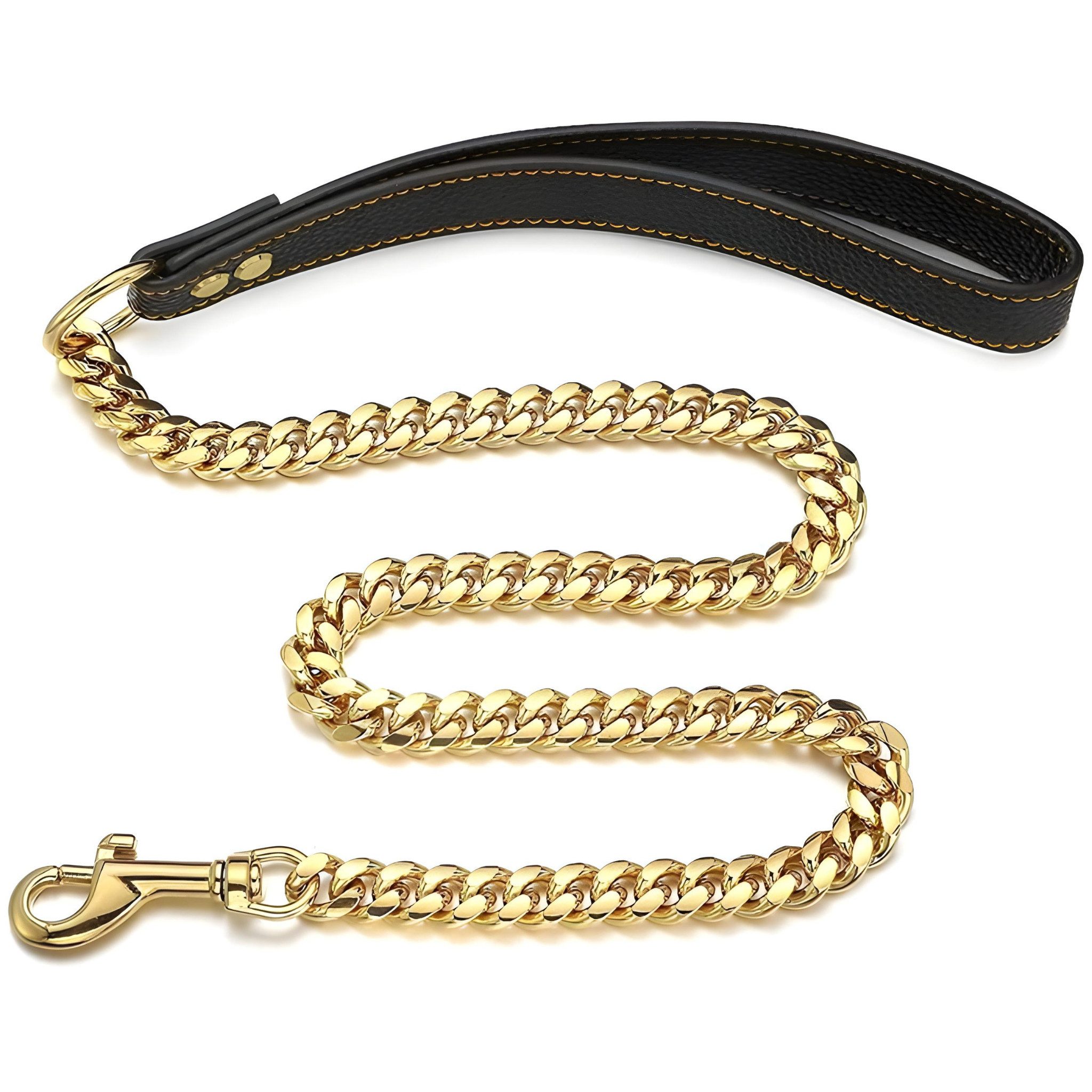 HS.SUPPLY Hunde-Halsband Hundekette aus Edelstahl inkl. Hundeleine, Sicheres Hundehalsband als stylische Kette