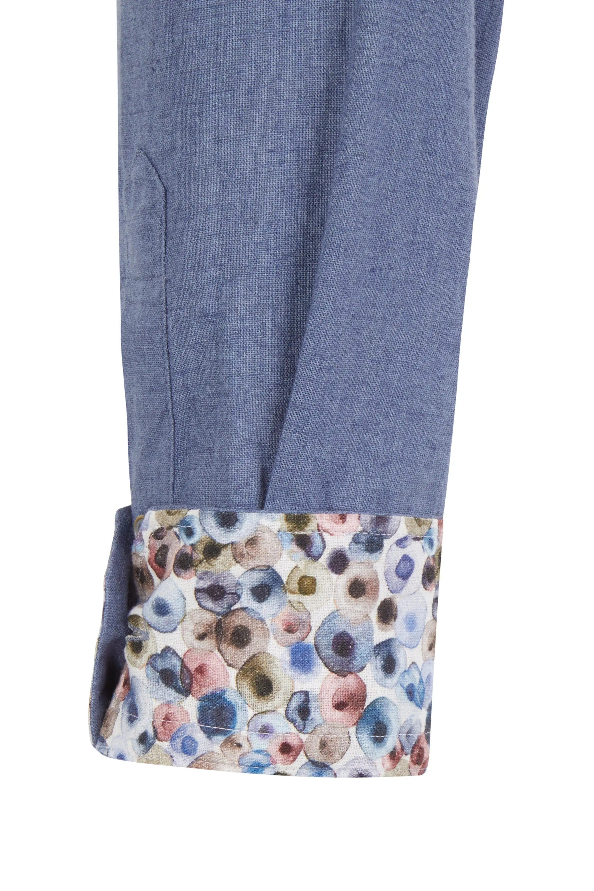 Haupt Langarmhemd Haupt Baumwoll-Leinen Langarm Herrenhemd Modern Fit mit Farbakzente