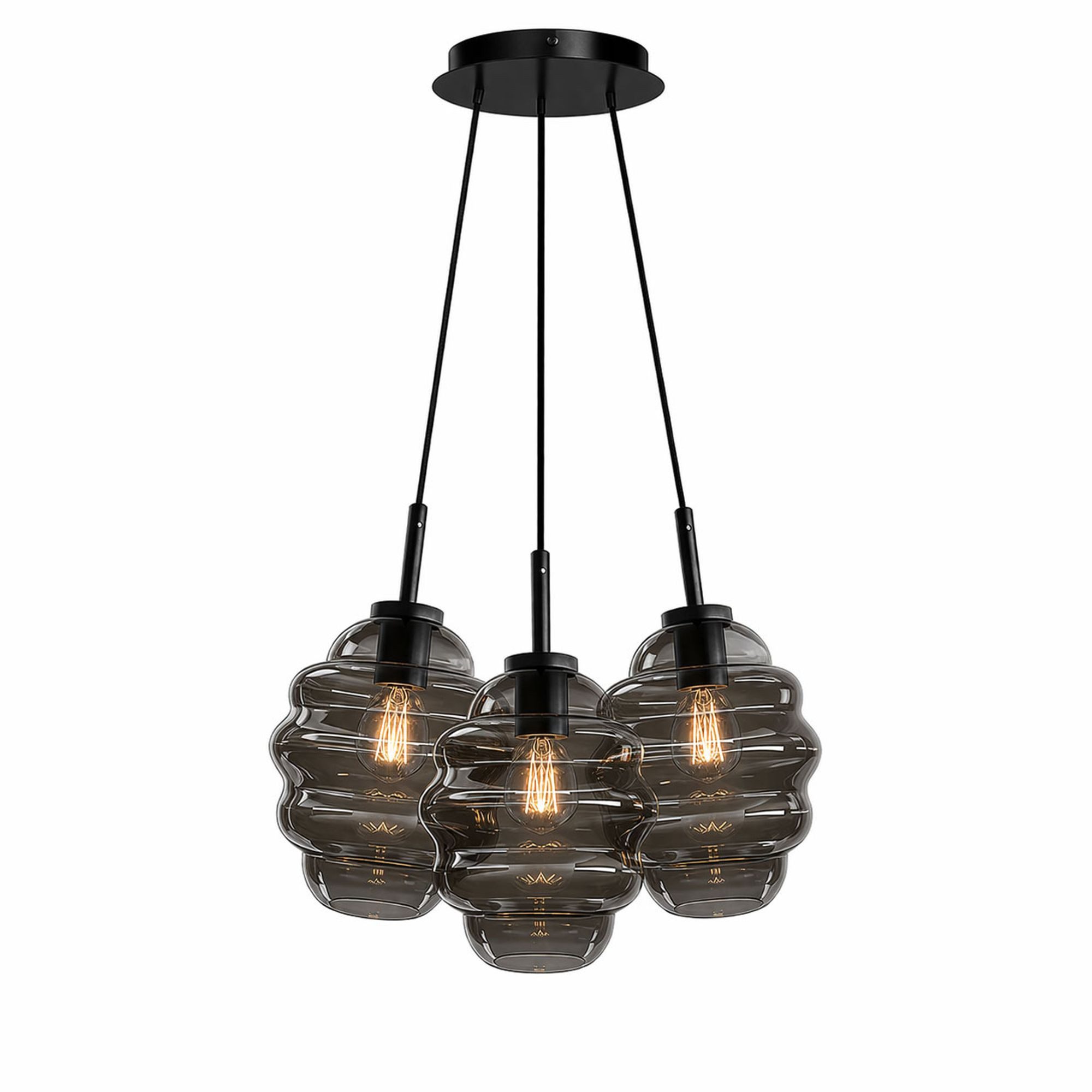 s.luce Pendelleuchte s.luce Echos Glas-Pendelleuchte Cluster 3-flammig 3x18cm Rauch