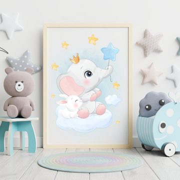 Tigerlino Poster Elefant Hase 3er Set Kinderzimmer Bilder Babyzimmer Kinderposter