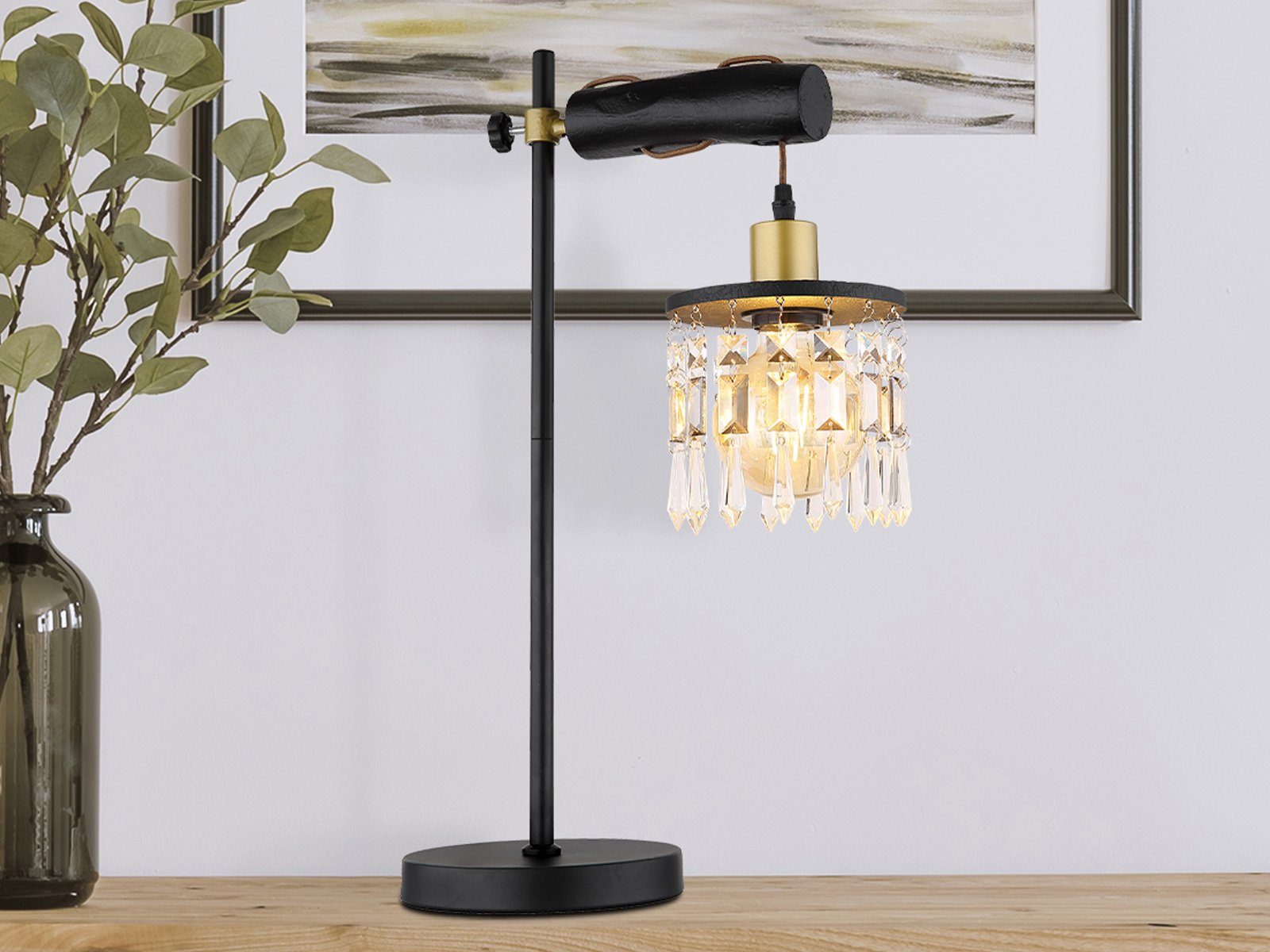 meineWunschleuchte LED Tischleuchte, LED wechselbar, warmweiß, große ausgefallen-e Designer Kristall Lampe für Fensterbank, Höhe 55cm