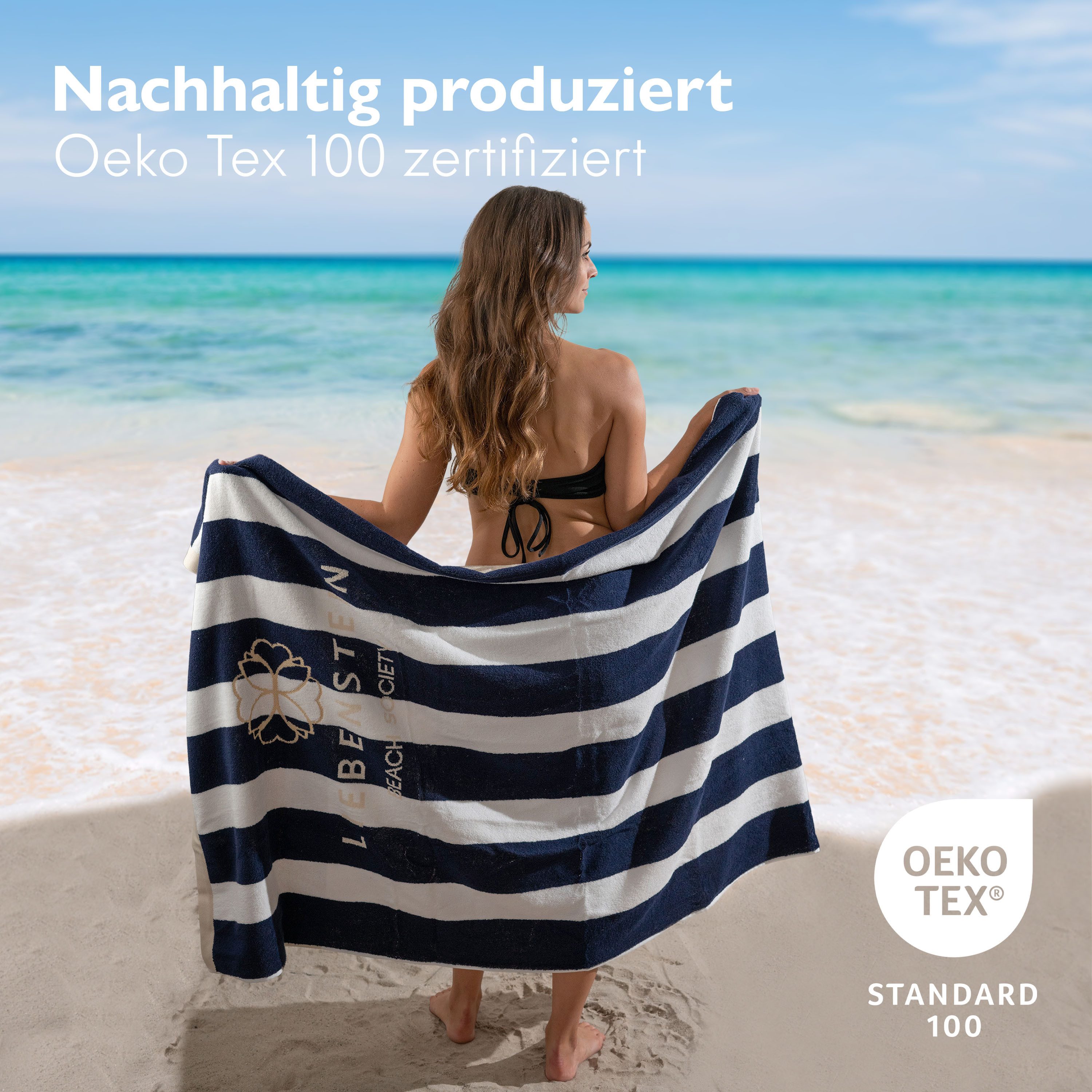 Liebenstein Strandtuch Premium Badetuch aus Baumwolle, Weiches Reisehandtuch, 100x180 cm – Bild 4 von 5